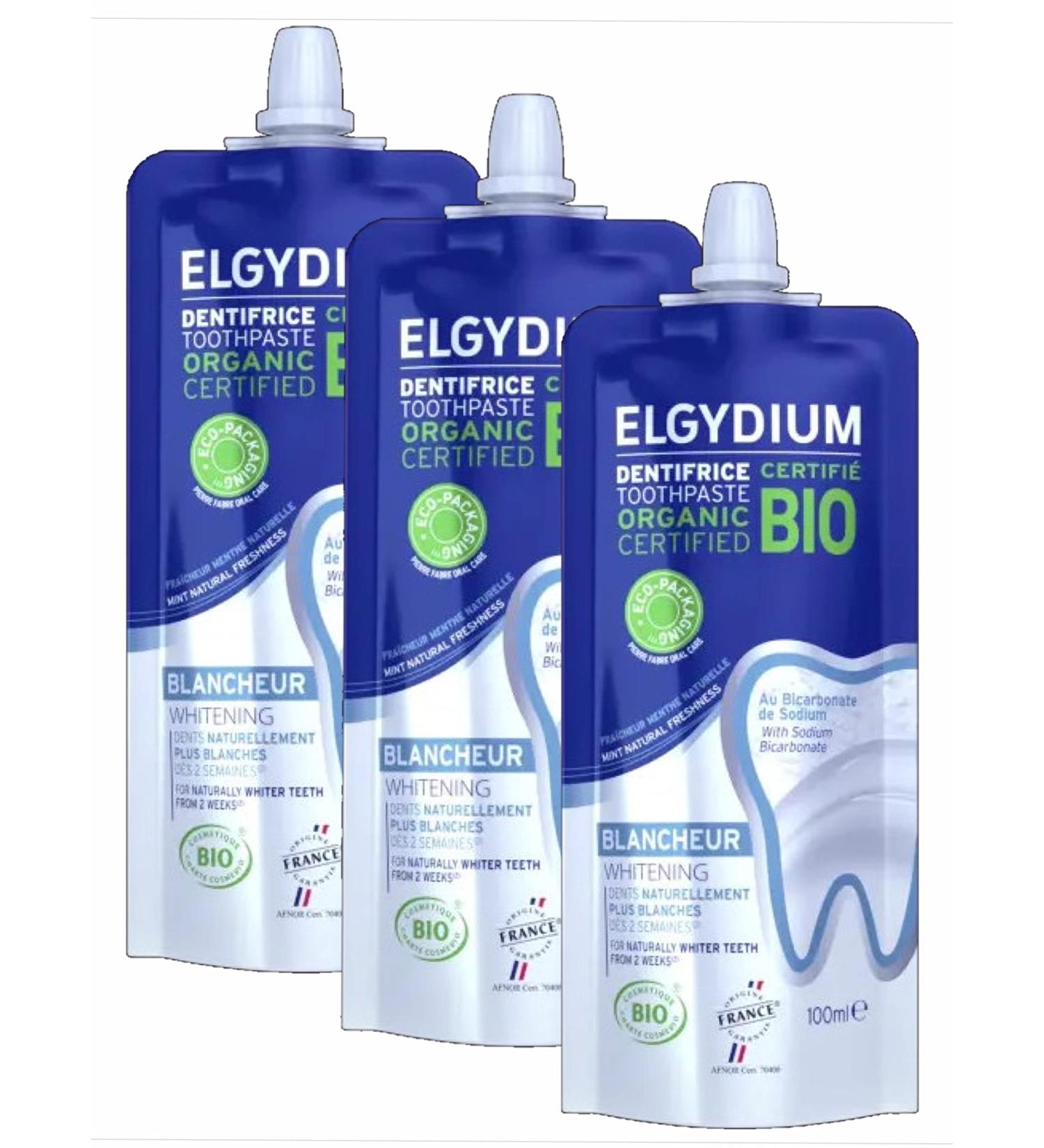 ELGYDIUM Bio Whitening Toothpaste 100ml Preserves the natural whiteness of teeth - Pack of 3 x 100ml - Buy Online on GoSupps.com