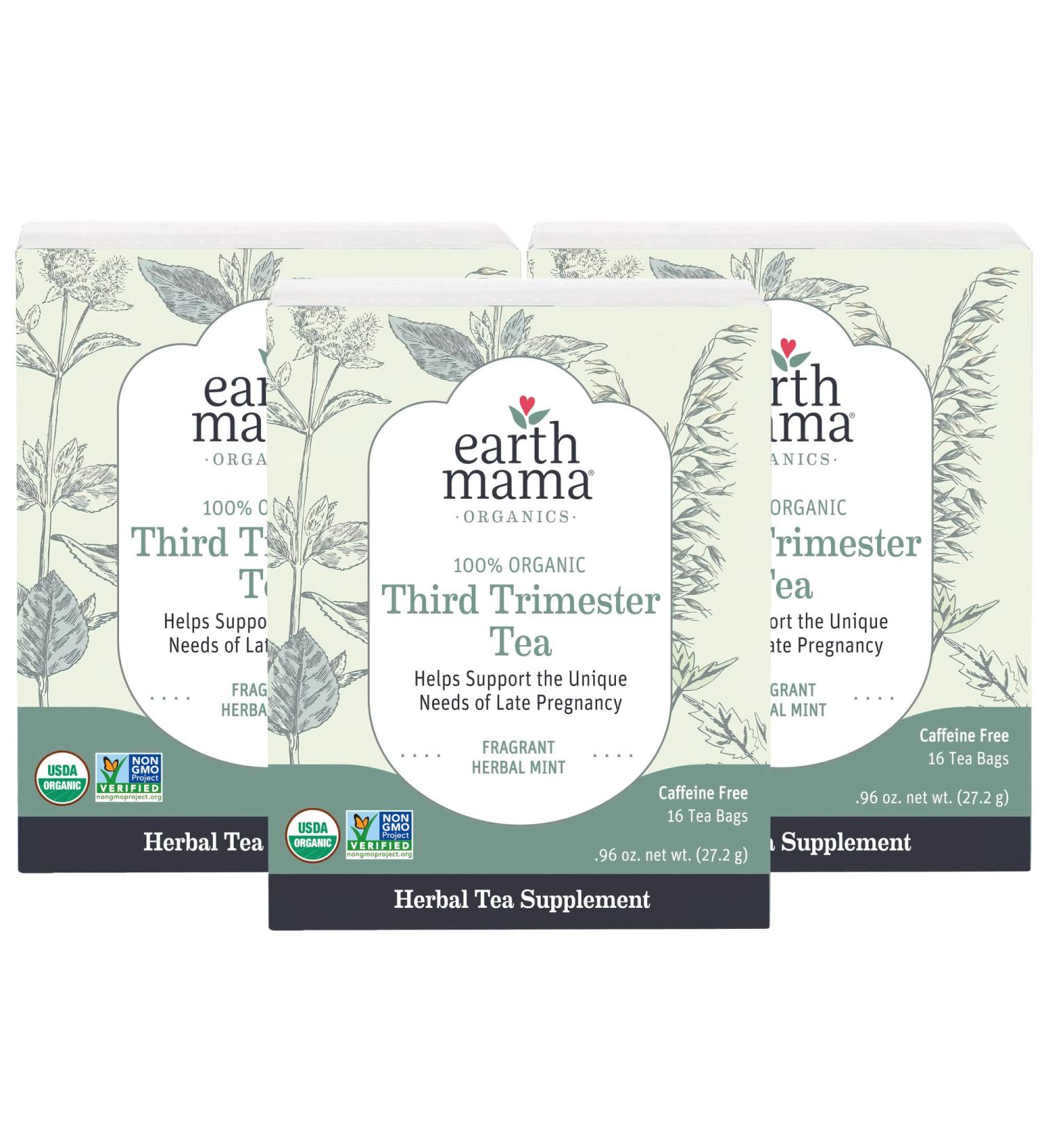 Earth Mama Organic Third Trimester Tea Bags - Mint, 16-Count (3-Pack) | Pregnancy Comfort & Childbirth Prep - Buy Online on GoSupps.com