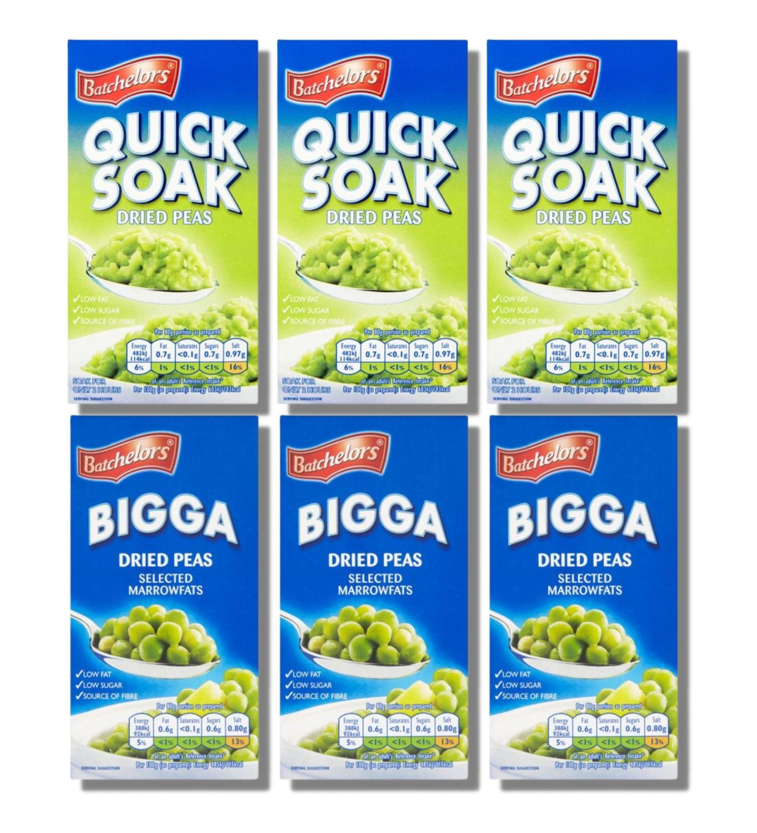 Dried Peas Bundle of Batchelors Bigga Dried Marrowfat Peas 250g and Batchelors Quick Soak Dried Peas 250g - 3 each bundled by The Great British Kitchen - Buy Online on GoSupps.com