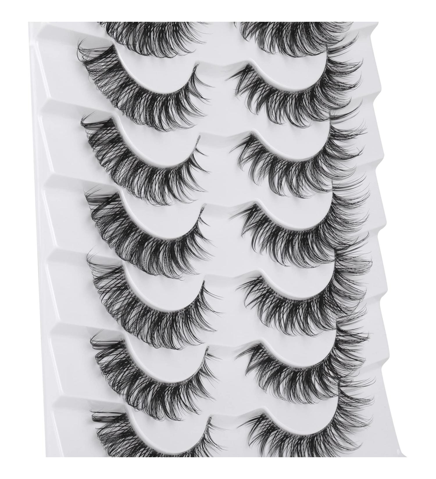 Geeneiya Clear Band Cat Eye Lashes Pack - 7 Pairs Natural Wispy Mink DD Curl Russian Strip Short Volume False Eyelashes 15mm Manga - Best Quality Clear Band Fake Lashes - Buy Online on GoSupps.com