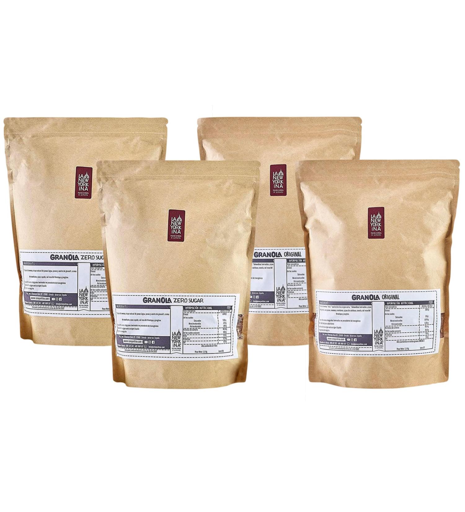 LA NEWYORKINA Lot de 2 Granola Original 1 5 kg + 2 pi ces Granola Zero Sucre 1 5 kg