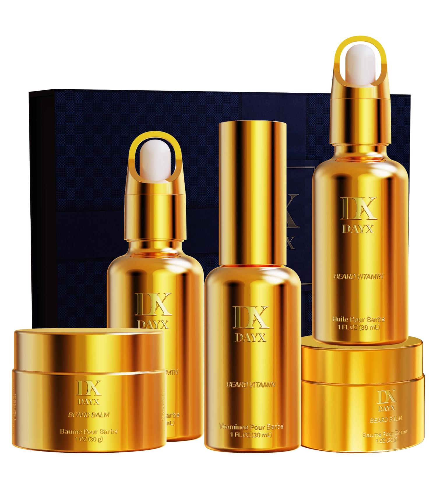 Beard Care Kit for Men | All-Natural Beard Growth Oil Balm & Serum | Ideal Grooming Gifts Gold - Buy Online on GoSupps.com