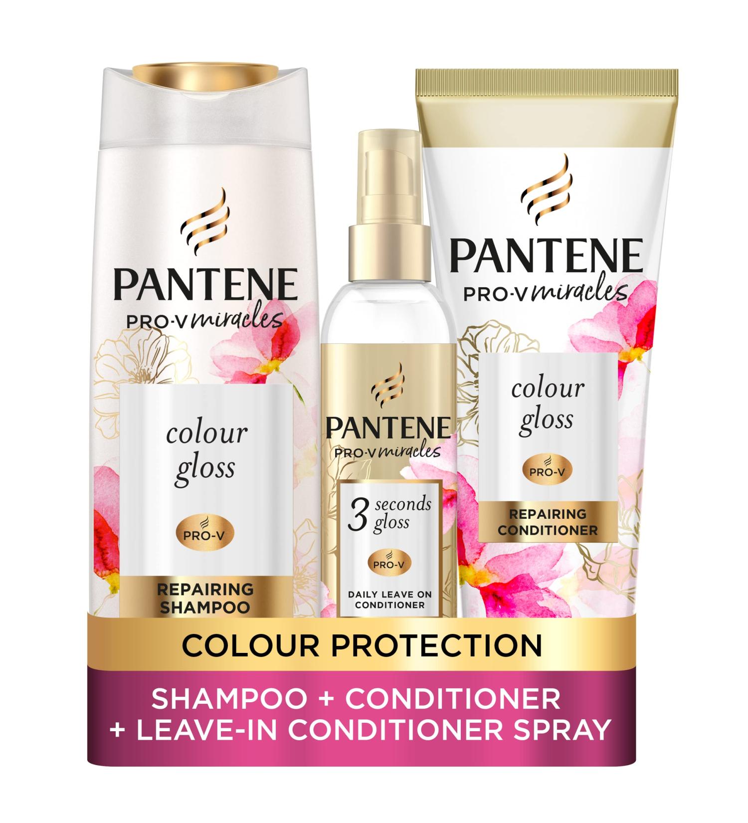 Pantene Colour Hair Care Set & Leave-In Treatment with Biotin and Niacinamide - Transform Damaged Coloured Hair to Glossy in 1 Use | 400/275/145ml - Buy Online on GoSupps.com
