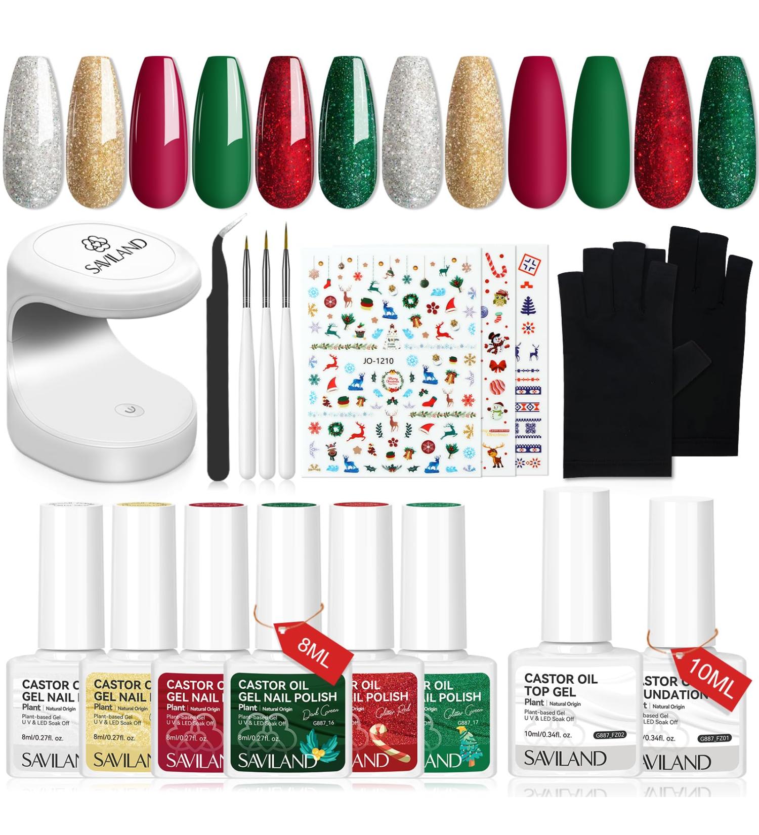 Saviland Metal Chrome Nail Polish Set - Nail Polish Quick Dry Vegan Cruelty-free Easy To Apply Ideal Gift 12 Color Saviland Gel Nail Polish Kit with U V Lamp: 6 Colours Christmas Ge Polish 6 Colors Gel Nail Polish Kit - Buy Online on GoSupps.com