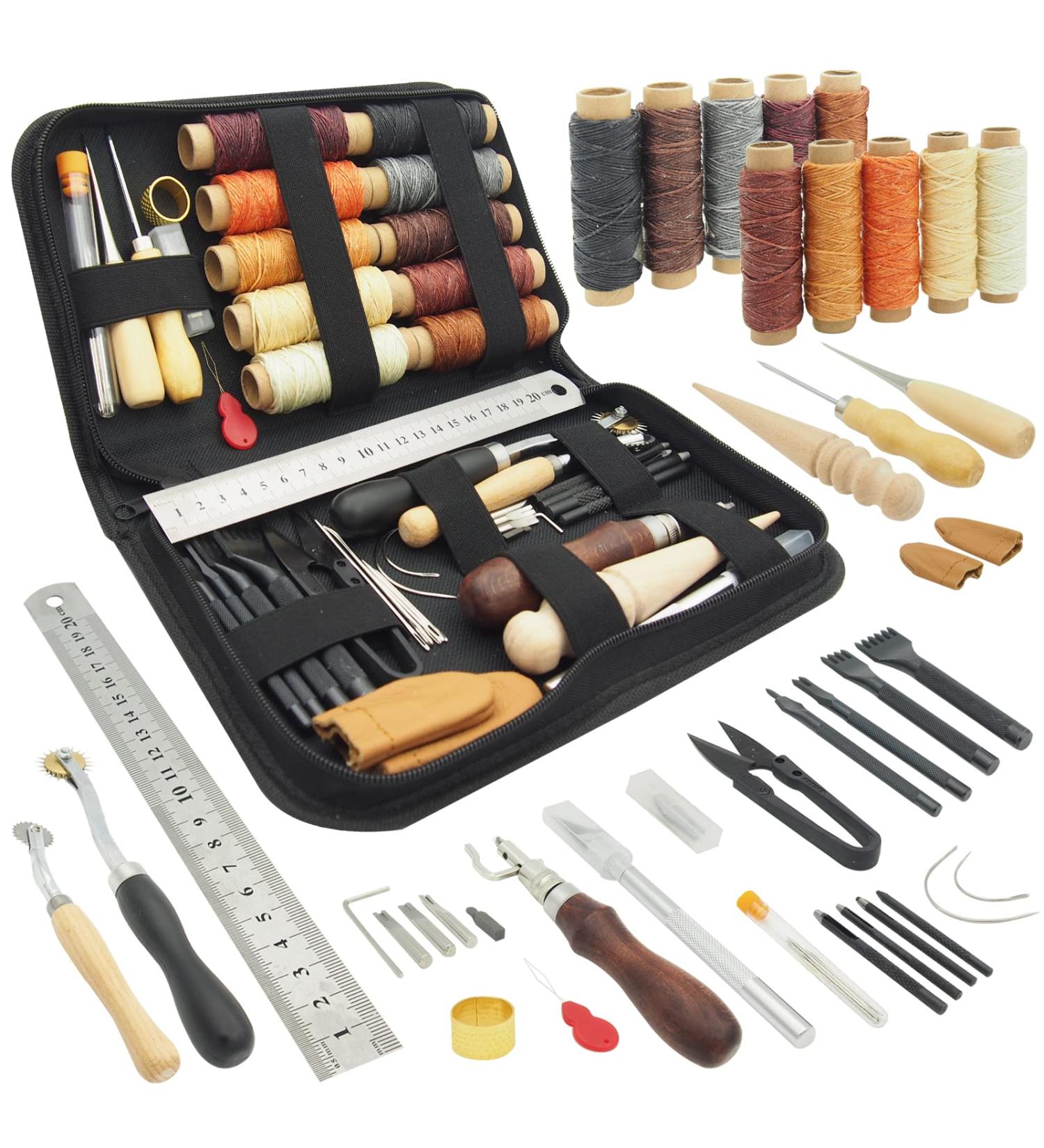 PLANTIONAL Leather Craft Kit for Beginners & Professionals - Includes Tools for Stitching, Grooving & Punching - Ideal Leatherworking Gift for Adults - Buy Online on GoSupps.com