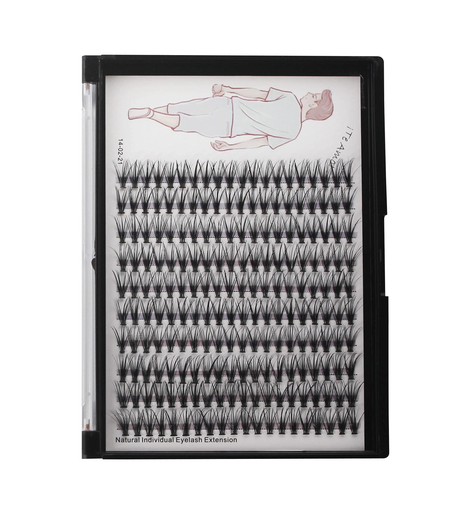 Dedila 8-20mm Handmade Natural Black Individual False Eyelashes - 200Pcs, 20Roots, Fluffy Cross Makeup Cluster, 0.07mm D Curl Eye Lashes Extensions - 14mm - Buy Online on GoSupps.com