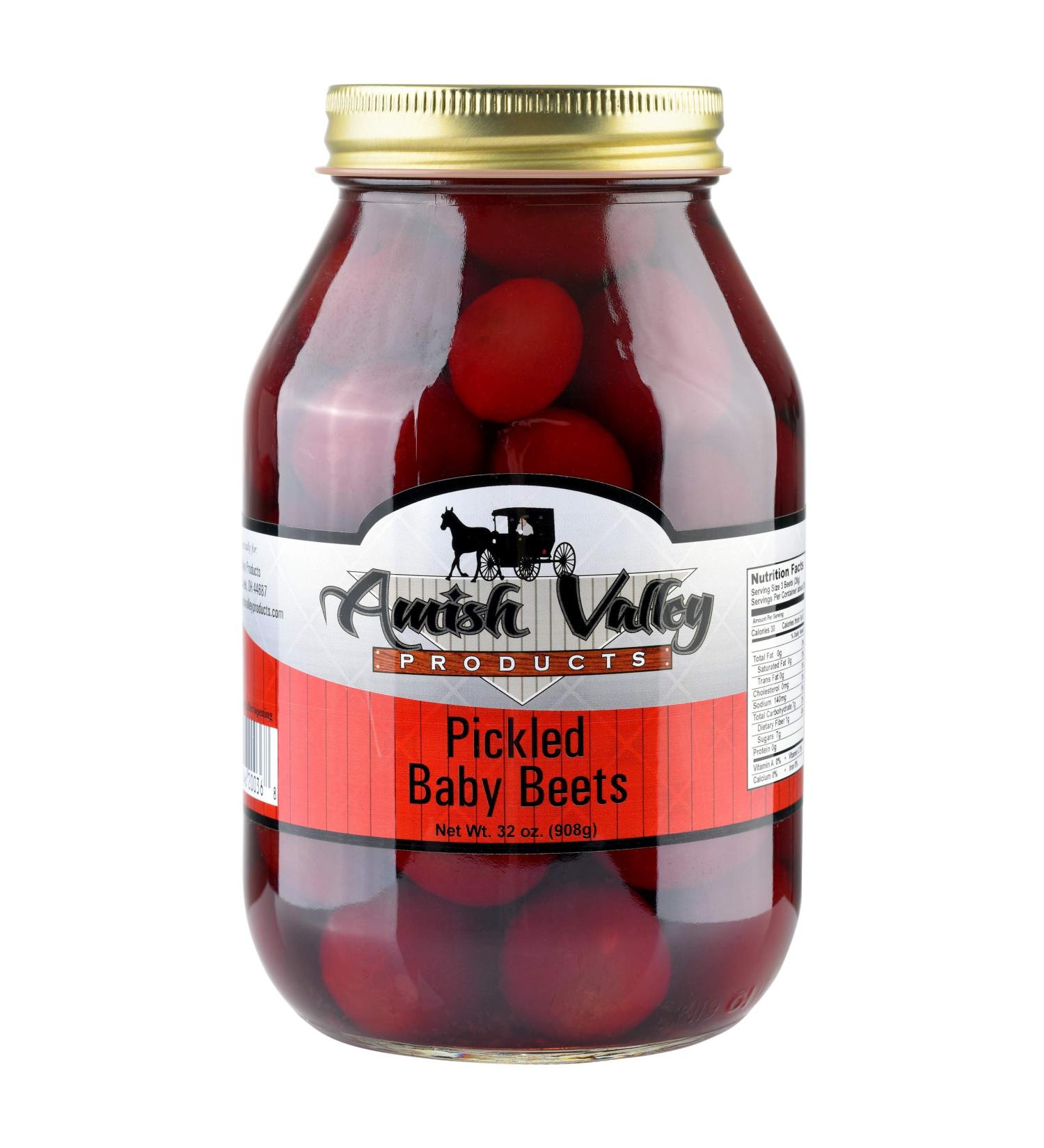 Amish Valley Products Pickled Baby Beets 32oz. Glass Jar (1 Quart Jar - 32 oz) 2 Pound (Pack of 1) - Buy Online on GoSupps.com