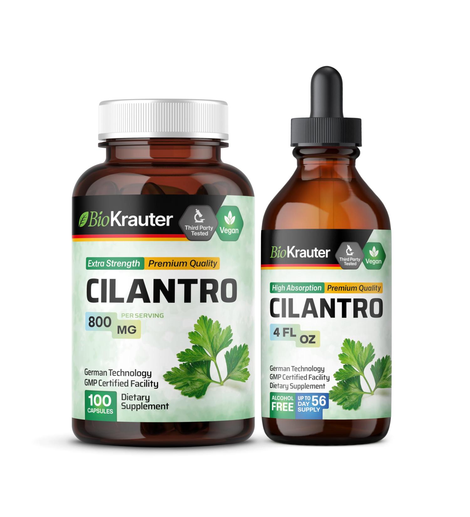 BIO KRAUTER Cilantro 100 Capsules & Cilantro Tincture 4 Fl. Oz. - Buy Online on GoSupps.com