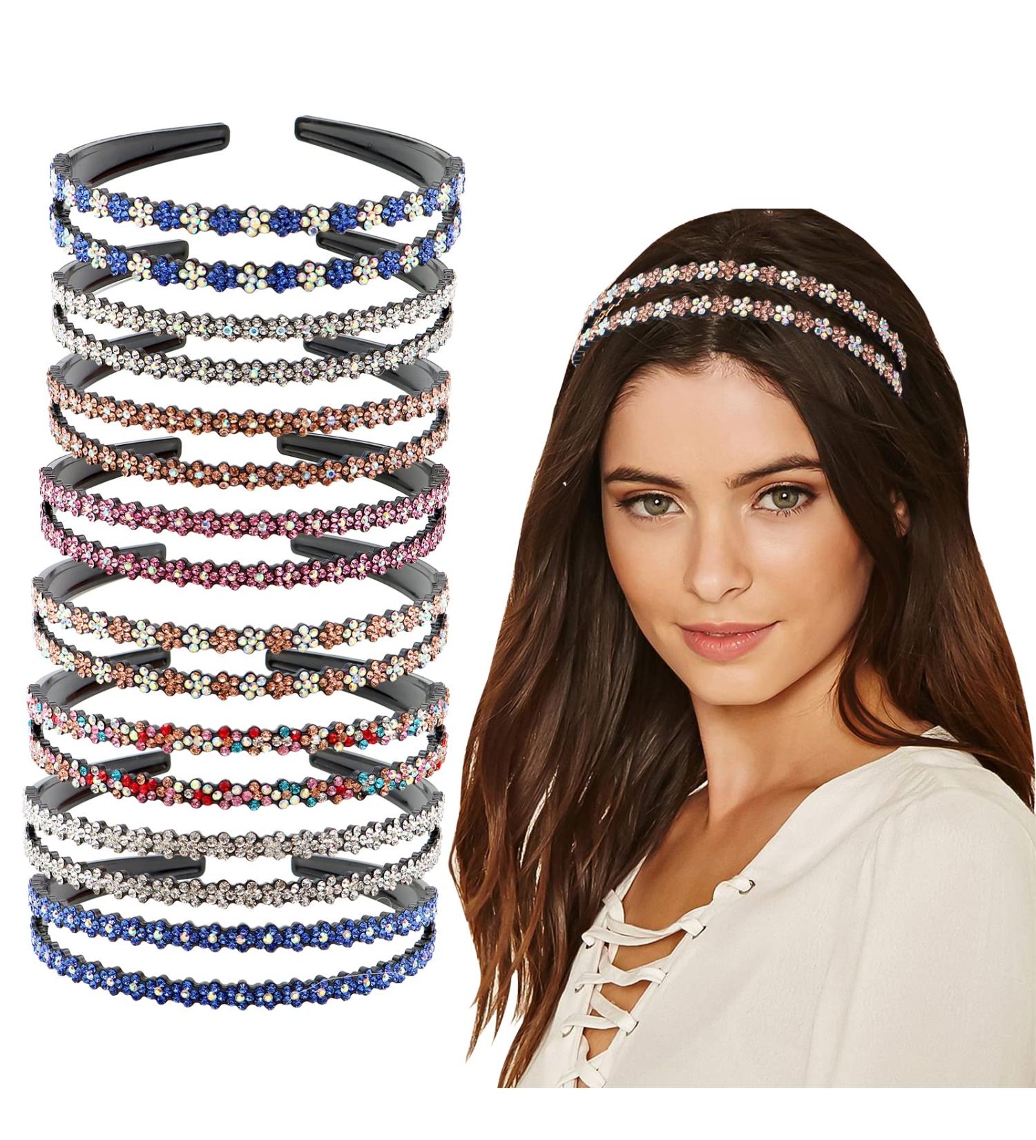 ZOCONE Wave Rhinestone Headbands 5pcs - Crystal Hair Loop Non-slip Hairbands for Women Girls - Buy Online on GoSupps.com