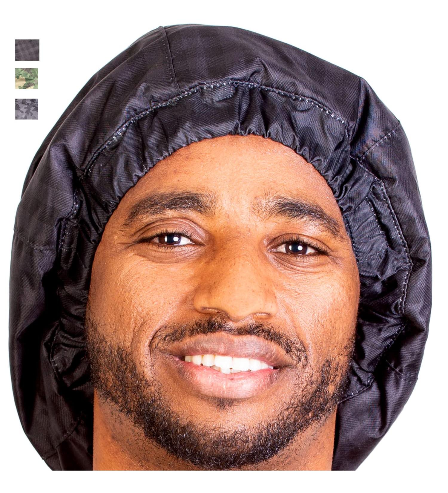 Durable Men's Large Shower Cap | Ideal for Dreadlocks, Braids, Curly Hair & Afro | Waterproof & Reusable | Terry-Lined Microfiber | Black Plaid Design - Buy Online on GoSupps.com