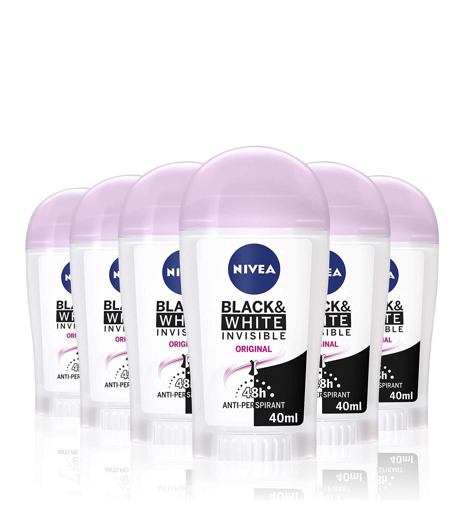 NIVEA Invisible for Black and White 48H Anti-Perspirant 40ml - Pack of 6 | Buy Internationally Online - Buy Online on GoSupps.com