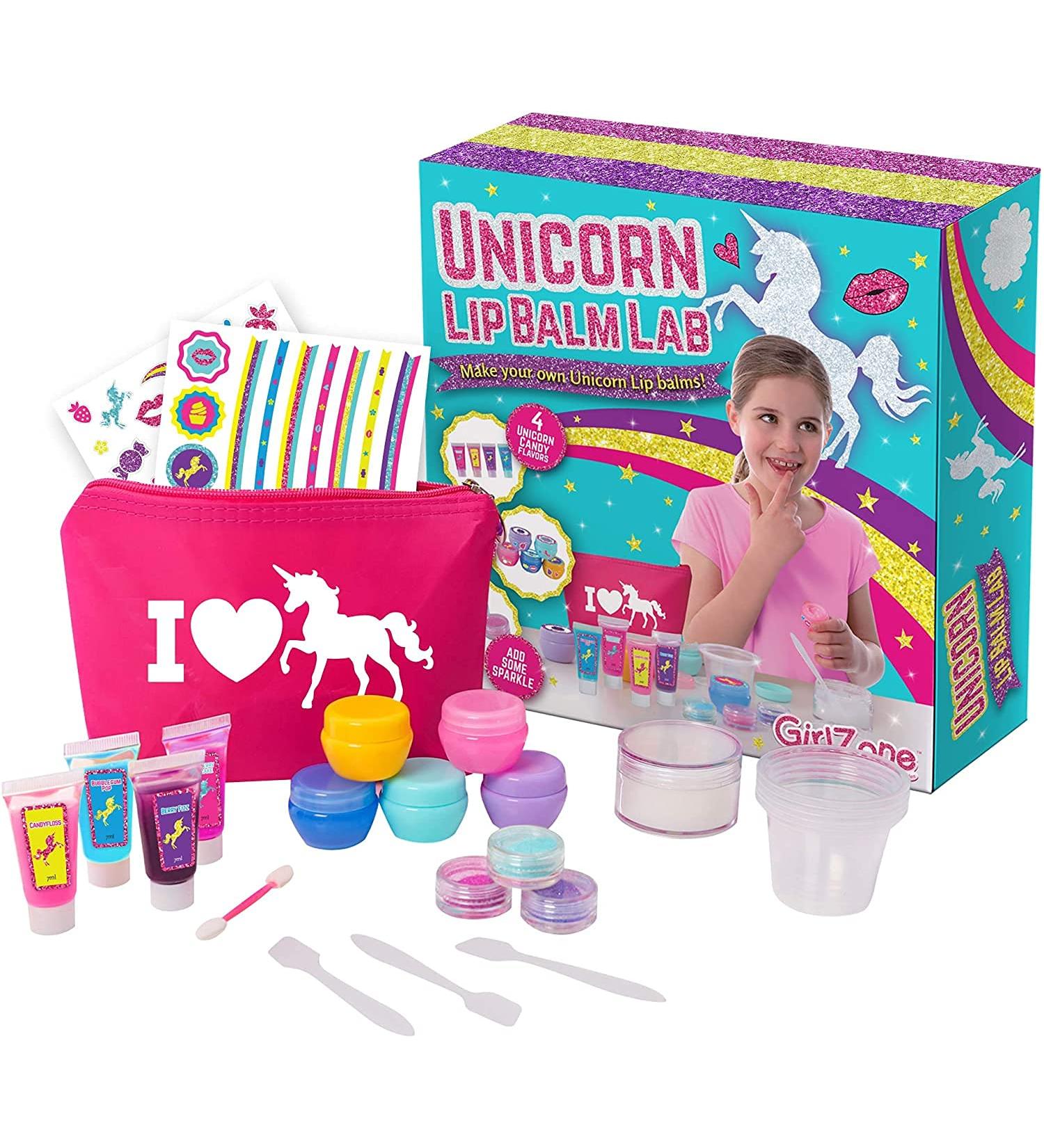 GirlZone Unicorn Lip Gloss Kit - DIY Lip Balm Set for Kids | 22-Piece Gift with Makeup Bag | Fun Girls Toys - Buy Online on GoSupps.com