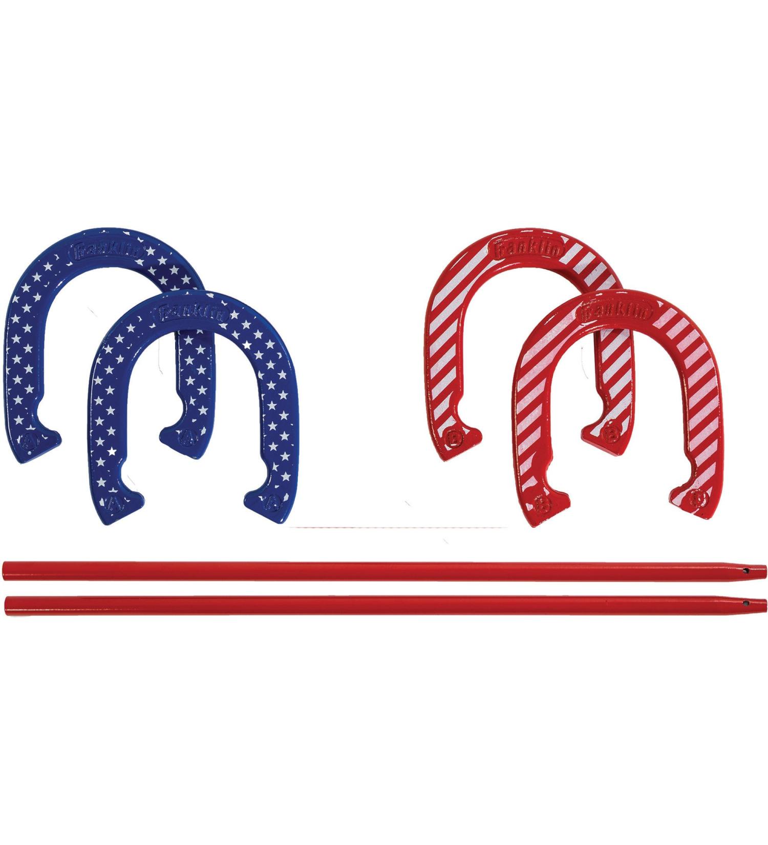 Franklin Sports Horseshoes Set - Metal Horseshoe Game Set for Adults + Kids - Official Weight Steel Horseshoes - Beach + Lawn Horseshoes - American Series