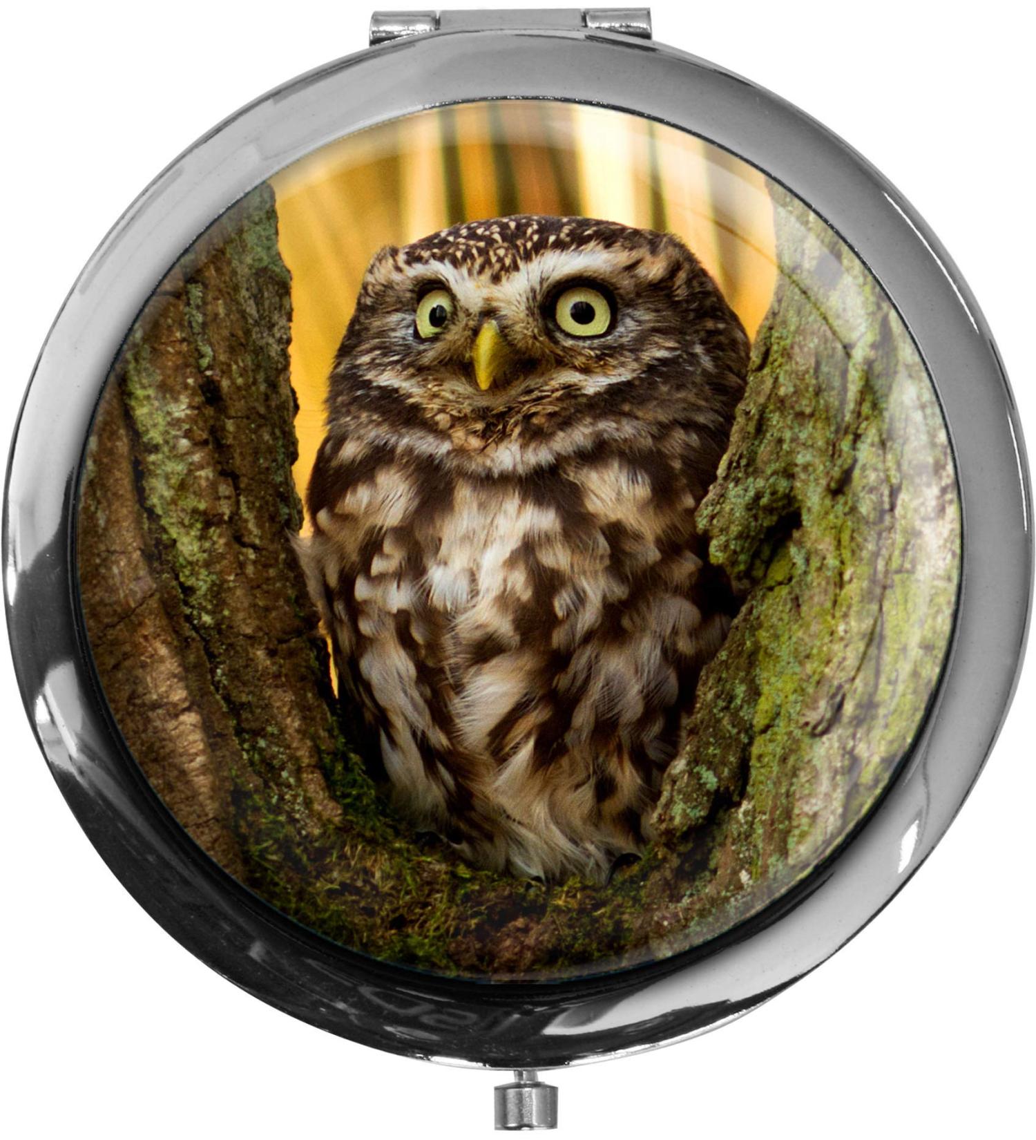 MetALUm Owl Pocket Mirror with 2x Magnification - Stylish & Compact - Perfect for Travel | International Shipping Available - Buy Online on GoSupps.com