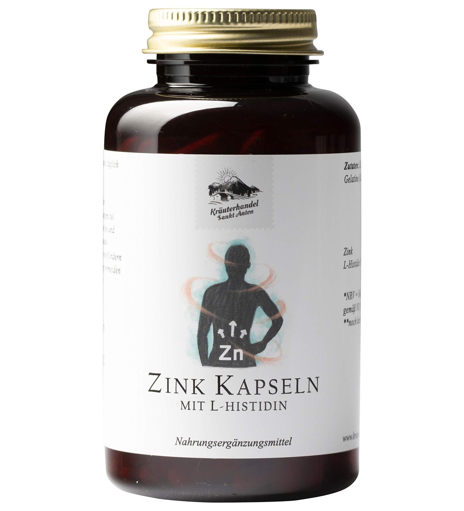 Herbal Trade Sankt Anton Zinc Capsules 25 mg - Premium High-Dose L-Histidine - Gluten & Lactose-Free - 365 Capsules - German Quality - Buy Online on GoSupps.com
