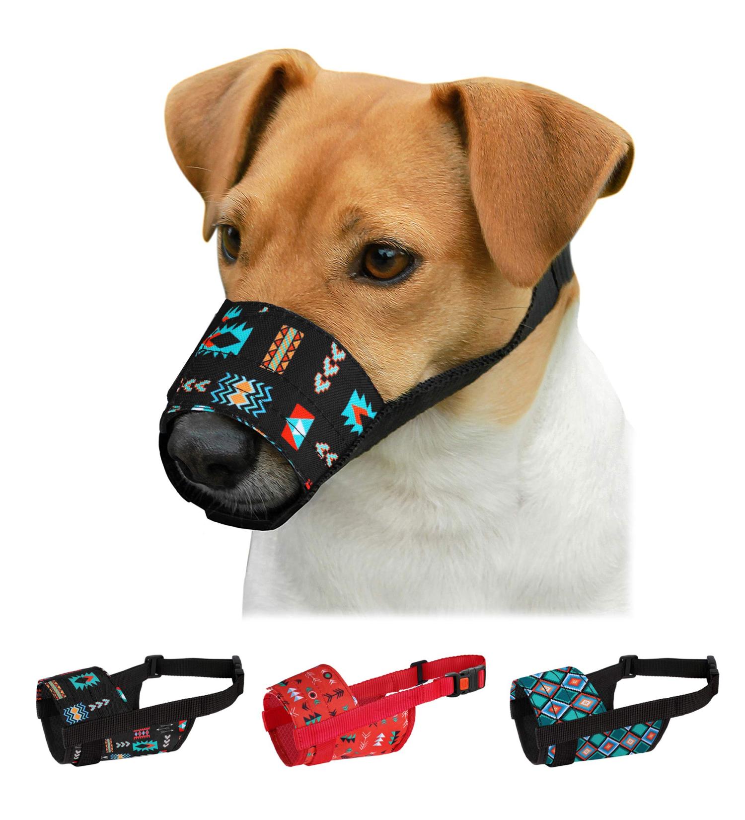 Collardirect Dog Muzzle - Adjustable Soft Breathable Nylon for Small Medium & Large Dogs | Anti-Chewing Barking Biting - 3 Tribal Patterns (Pattern 2) - Buy Online on GoSupps.com