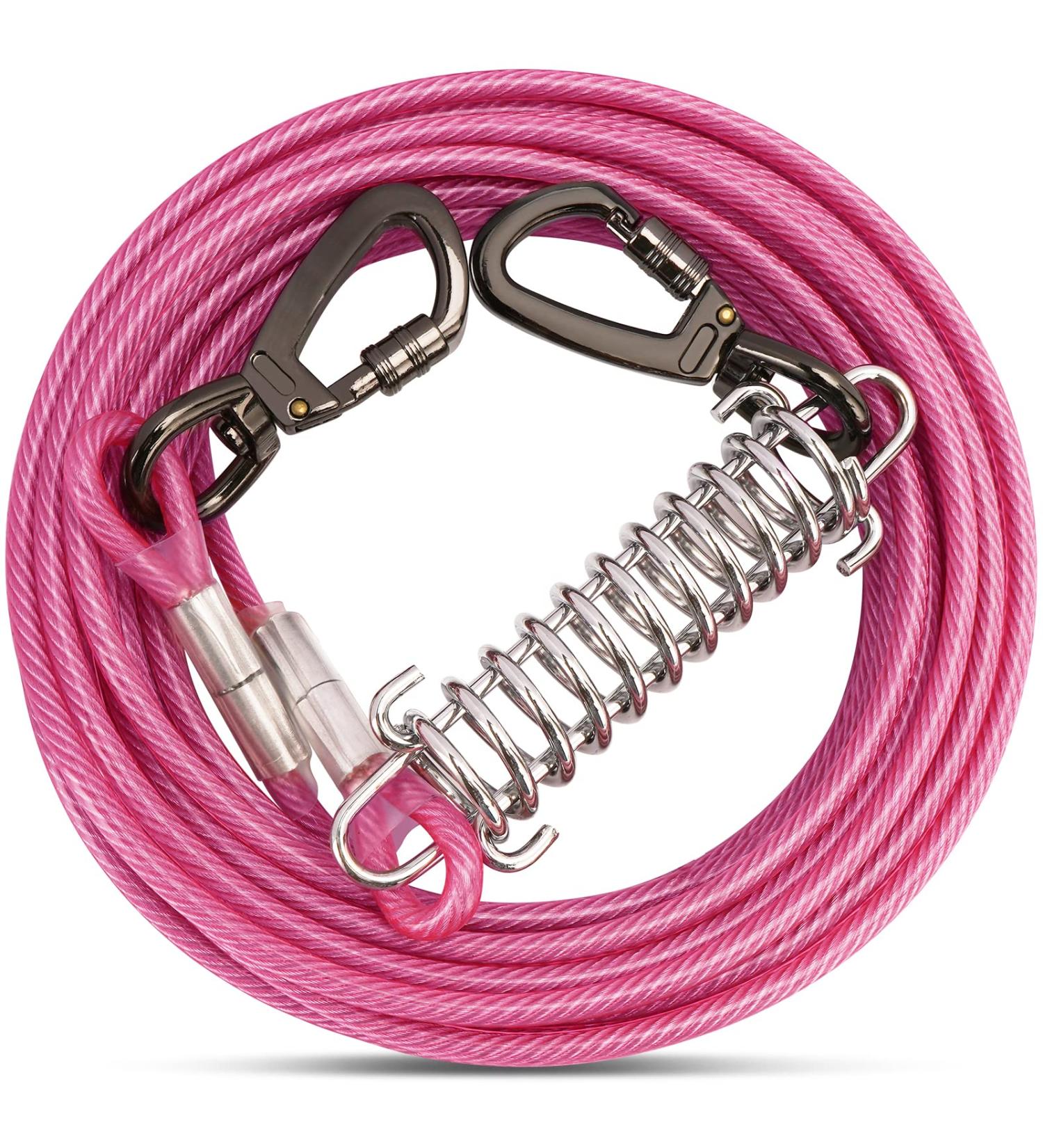 Shop Tie Out Linen for Dogs - Shock-Damping Spring 3-15m Farm Leash - Rose Red 9m | Durable & Safe for Outdoor Use - Buy Online on GoSupps.com