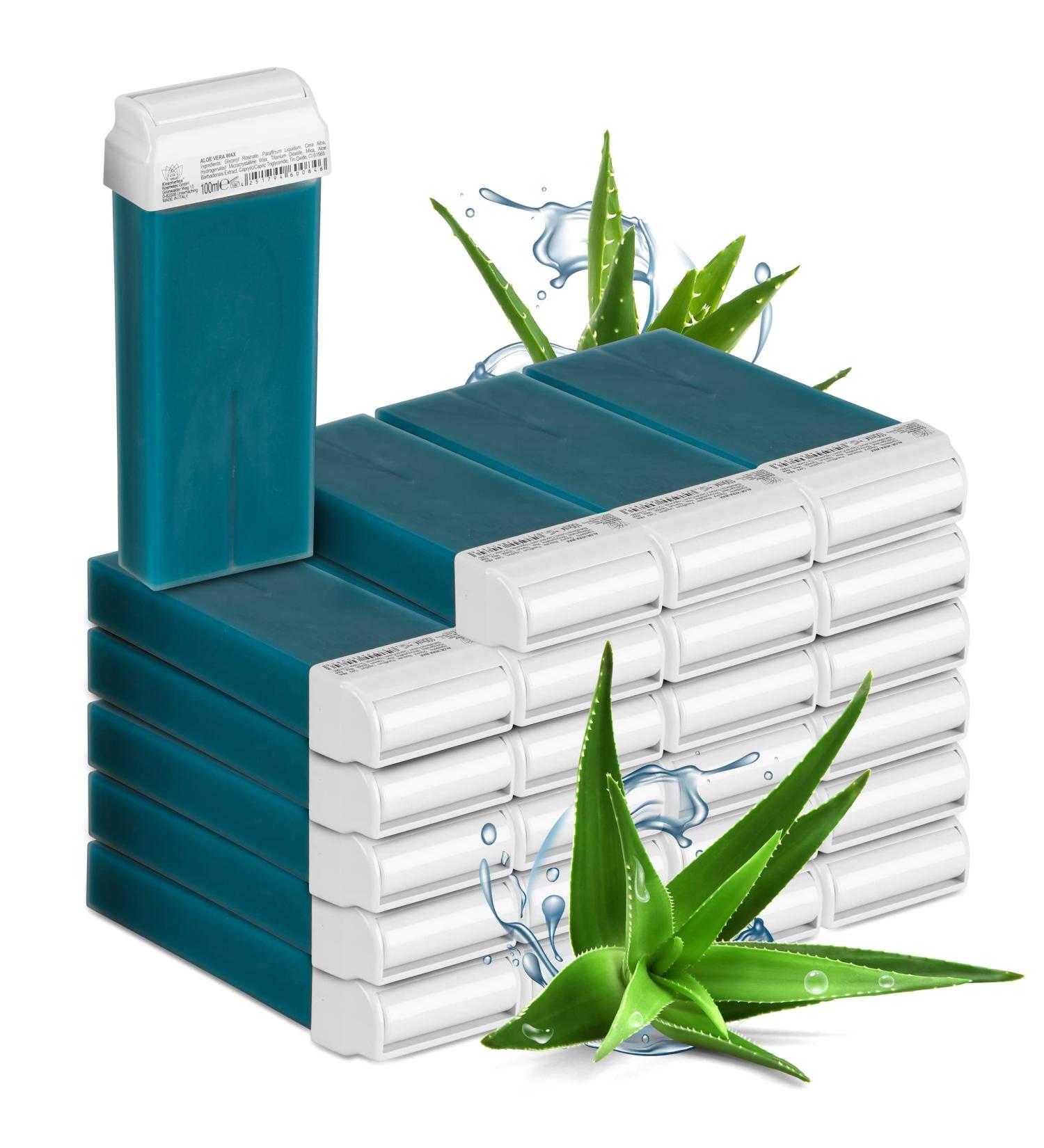 Cosmetex Aloe Vera Warm Wax Roll-On 100ml - 24 Pack for Effective Hair Removal - Buy Online on GoSupps.com