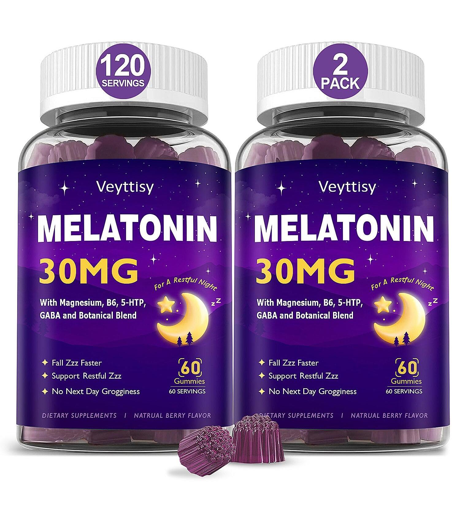Melatonin 30mg Gummies for Adults - Sugar Free Melatonin Gummies Maximum Strength with Magnesium, B6, GABA & Botanical Blend - Non-Habit Forming,Vegan, Non GMO, Natural Mixed Berry Flavor Mixed Berry 60 Count (Pack of 2) - Buy Online on GoSupps.com