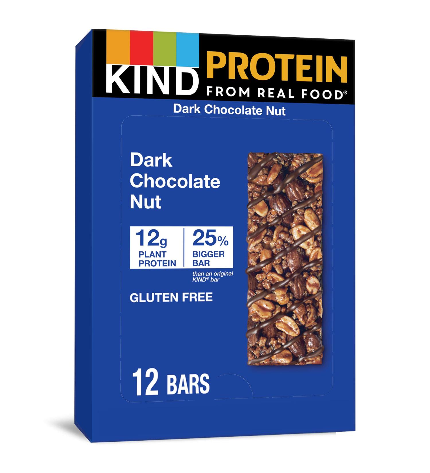 KIND Protein Bars Double Dark Chocolate Nut 12 Count - Gluten Free - 12g Protein - 1.76oz - Pack of 1 - Buy Online on GoSupps.com