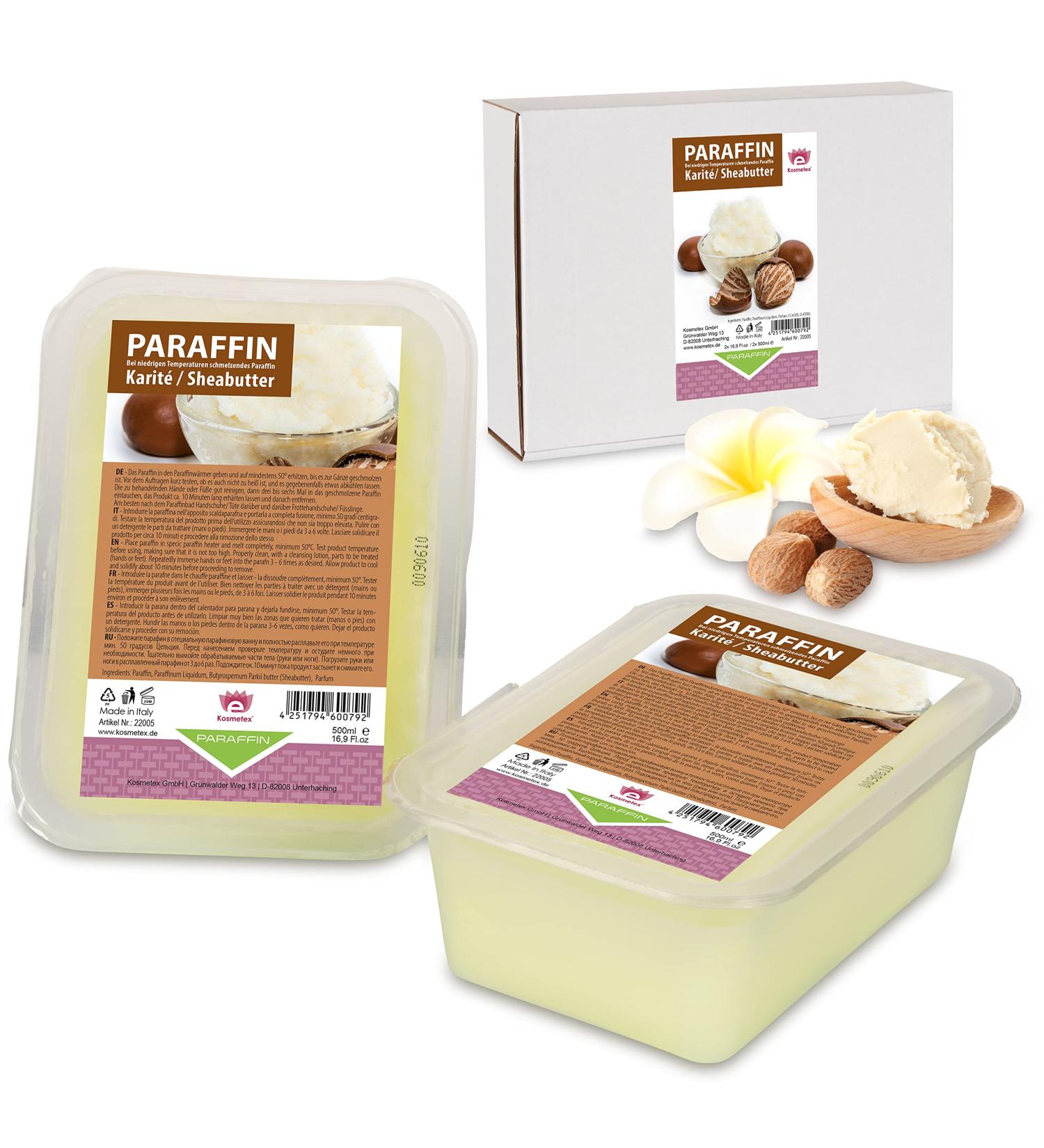 Kosmetex Wellness Paraffin Bath with Shea Butter Relaxation for Hands & Feet (2x 500ml) - Premium Paraffin Wax for Wax Warmers - Buy Online on GoSupps.com