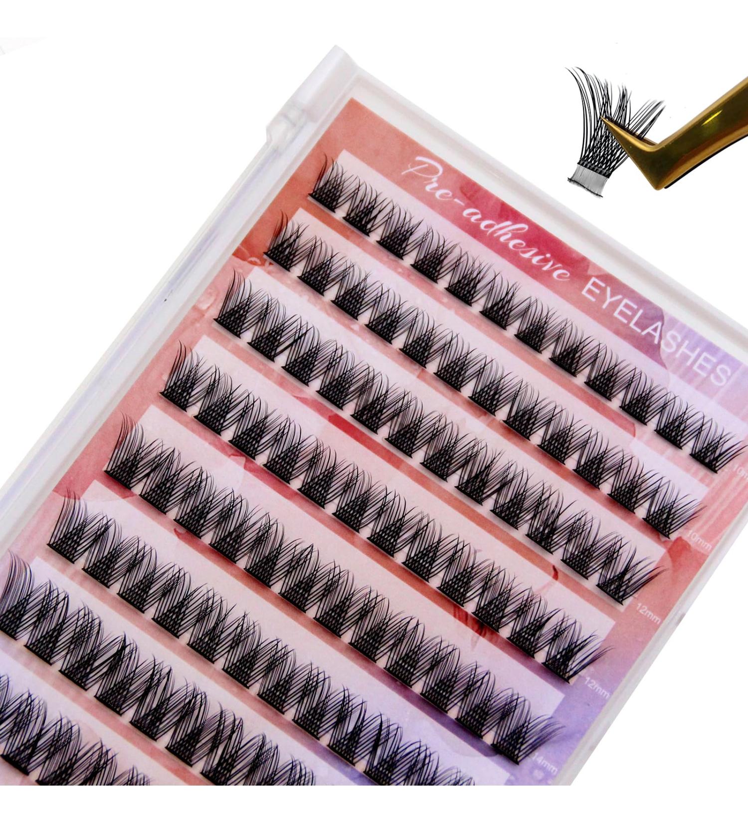 Shop No Glue Self Adhesive Eyelashes - 96 Cluster Lashes DIY 10-16mm Wispy Extensions for Beginners | Long-Lasting Individual False Lashes - Buy Online on GoSupps.com