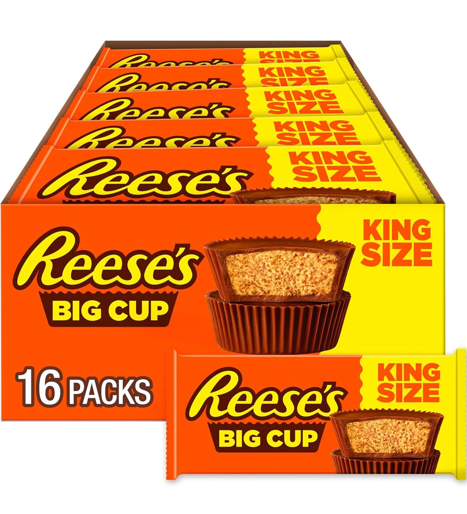 REESE'S BIG CUP Milk Chocolate Peanut Butter Cups Candy - Gluten Free - 2.8 oz King Size Pack (16 Count) - Buy Online on GoSupps.com