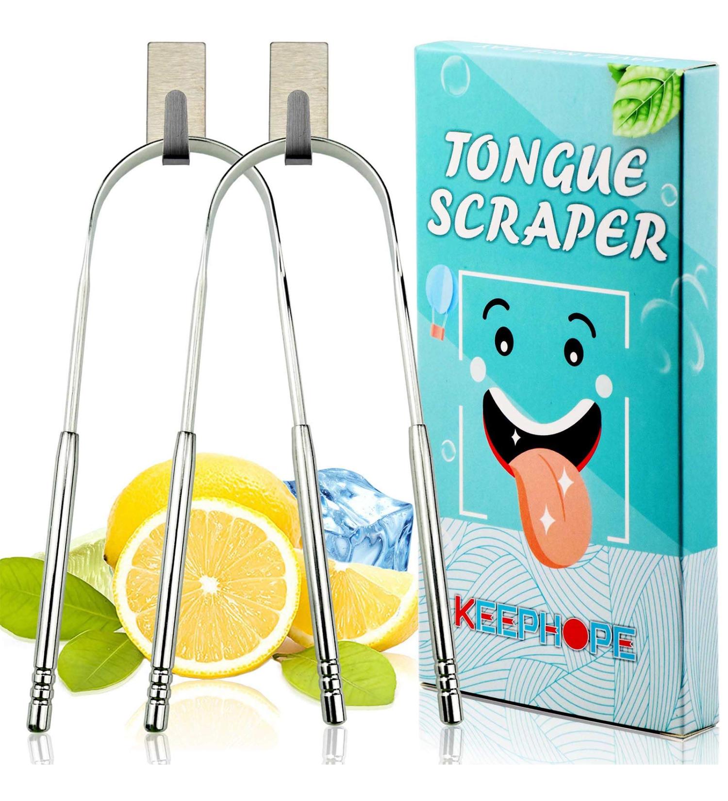 Stainless Steel Tongue Cleaner Set - 2 Pieces for Adults & Children | Effective Tongue Scraping & Hygiene - Buy Online on GoSupps.com