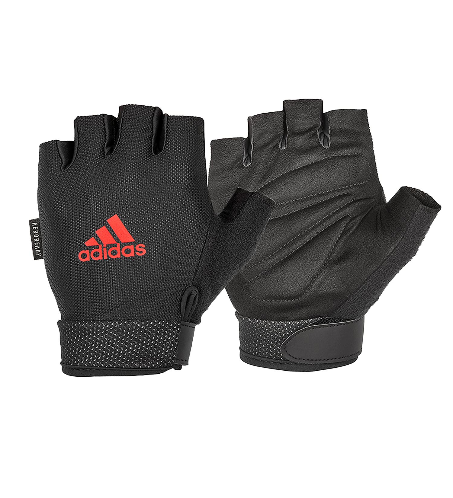 adidas Essential Adjustable Fingerless Gloves - Red Large | Padded Weight Lifting Gloves for Men and Women - Buy Online on GoSupps.com