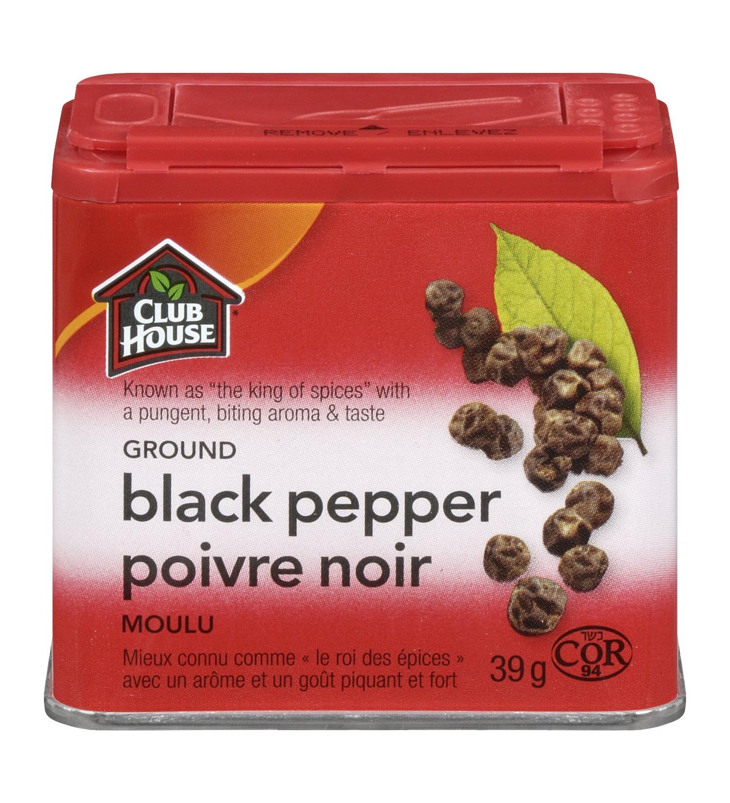 Club House Quality Natural Herbs & Spices Ground Black Pepper Plastic Can 39g - Buy Online on GoSupps.com