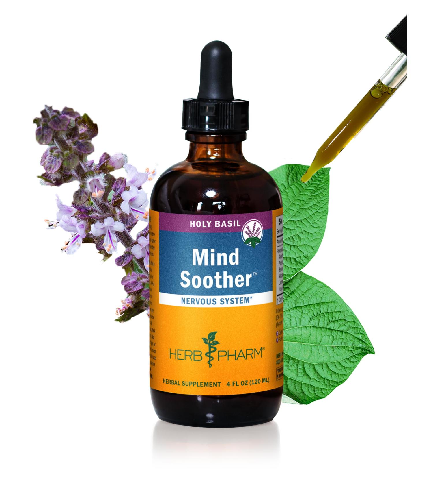 Herb Pharm Mind Soother: Holy Basil: Liquid Kava Supplement to Support Calm & Relaxation Stabilizing Support for Nervous System Made with Noble Kava & Lavender Flower Vegan Gluten-Free 4 oz* - Buy Online on GoSupps.com