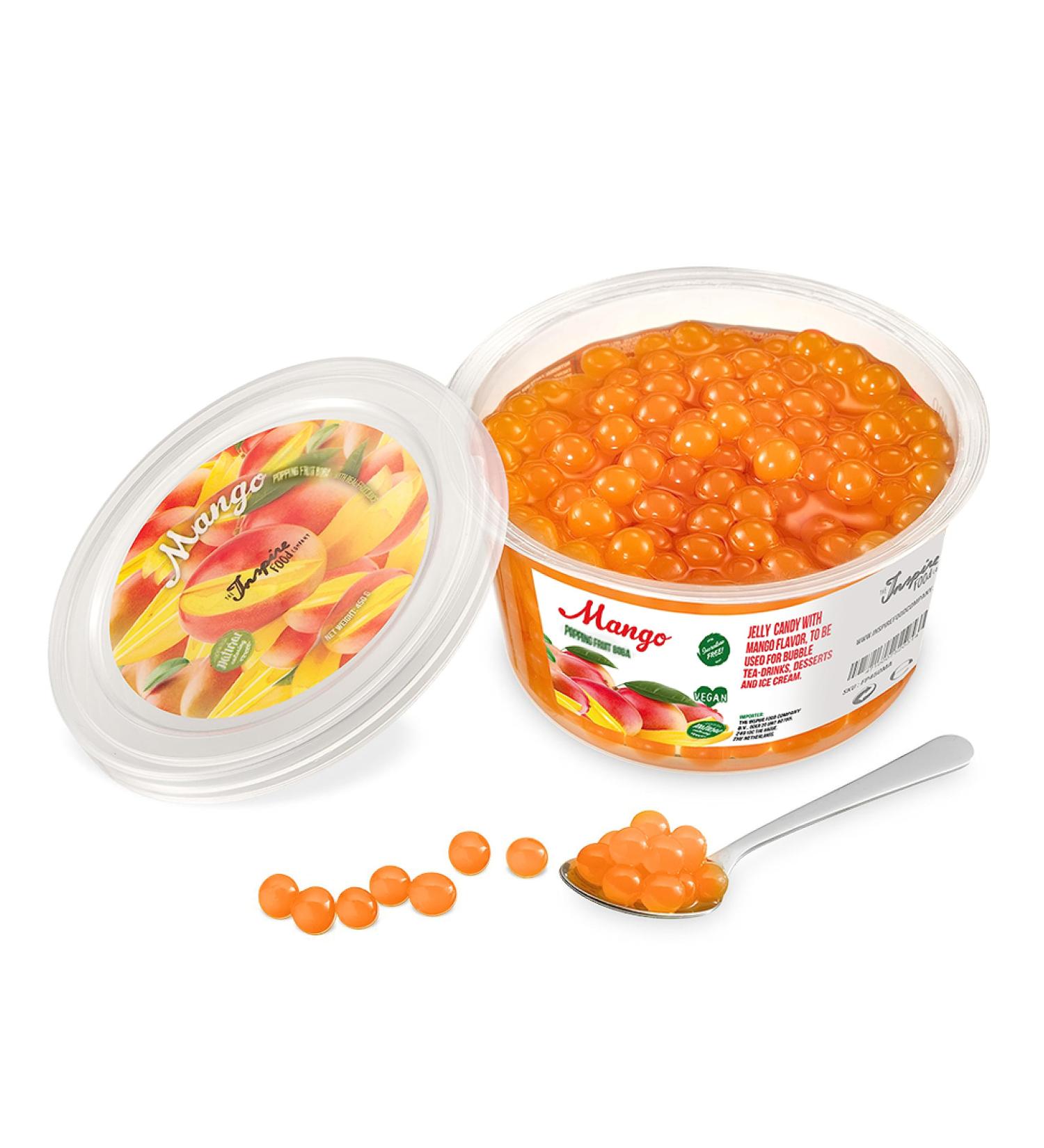 Inspire Food Bubble Tea Pearls - 100% Vegan & Gluten-Free Mango Popping Boba - 450g (1 Pack) - Buy Online on GoSupps.com
