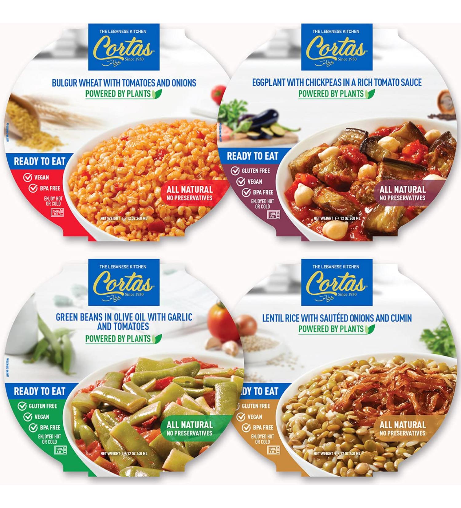 Cortas Plant Based Ready to Eat Meals (4 Pack) - Vegan, Gluten Free, All Natural - Variety Combo - Buy Online on GoSupps.com