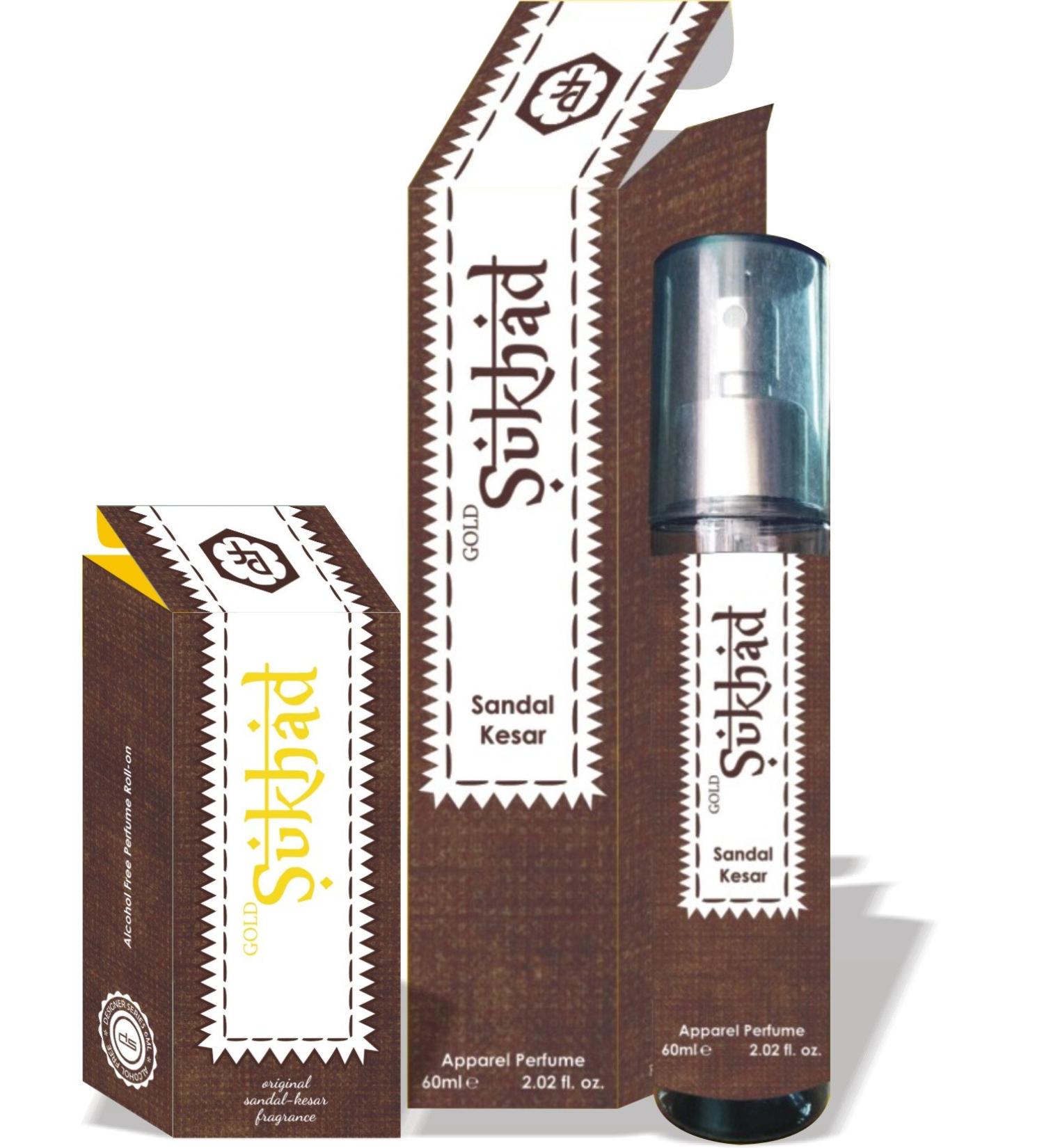 Parag fragrances Combo Pack Of Sukhad Perfume 60Ml And Sukhad Attar 6Ml Real Sandal-Kesar Fragrance For Men