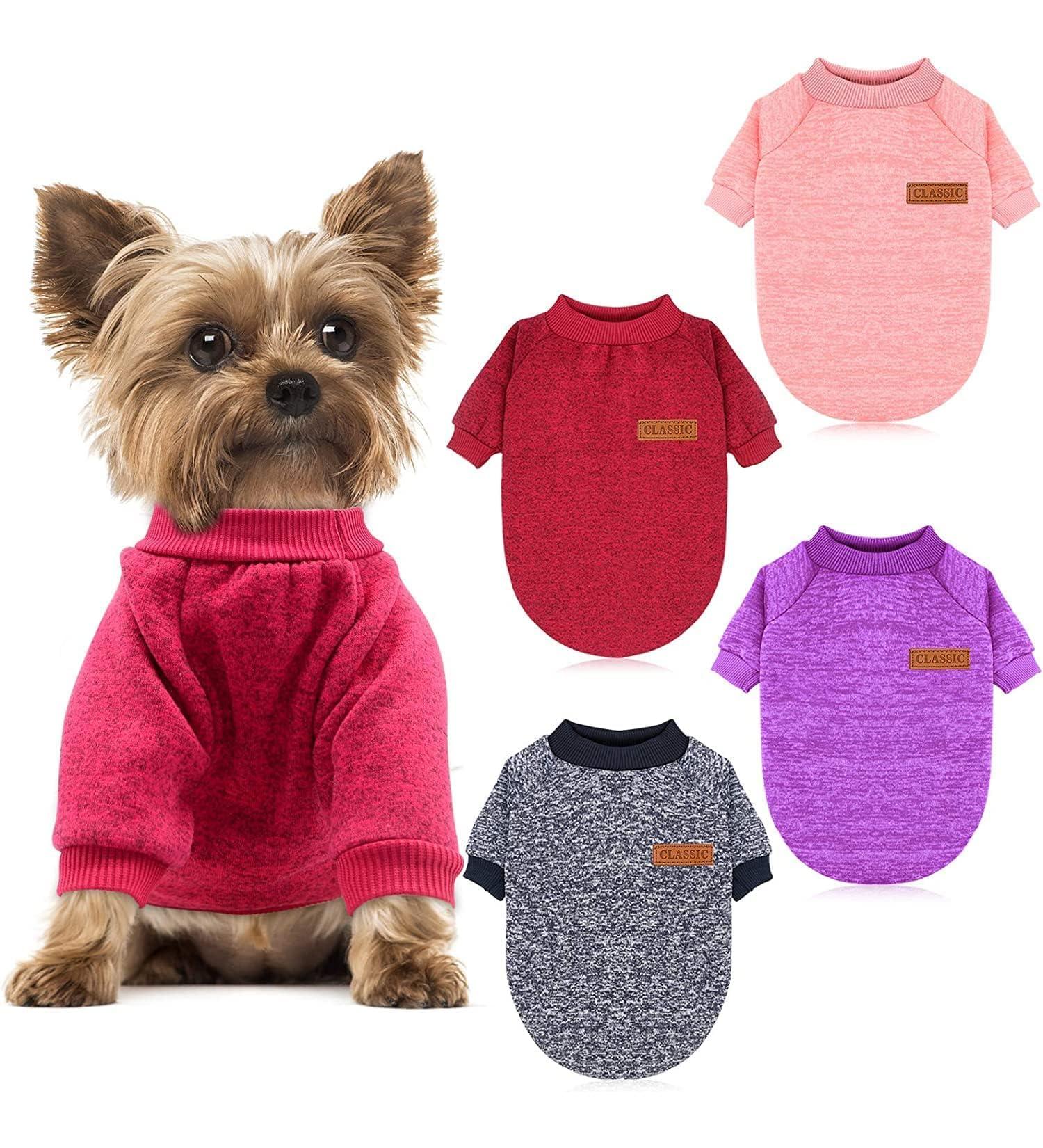 Hylyun 4 Pieces Knitted Dog Sweaters for Small & Medium Dogs | Warm Winter Clothing for Puppies & Cats | Soft & Comfortable Dark Colors - Buy Online on GoSupps.com