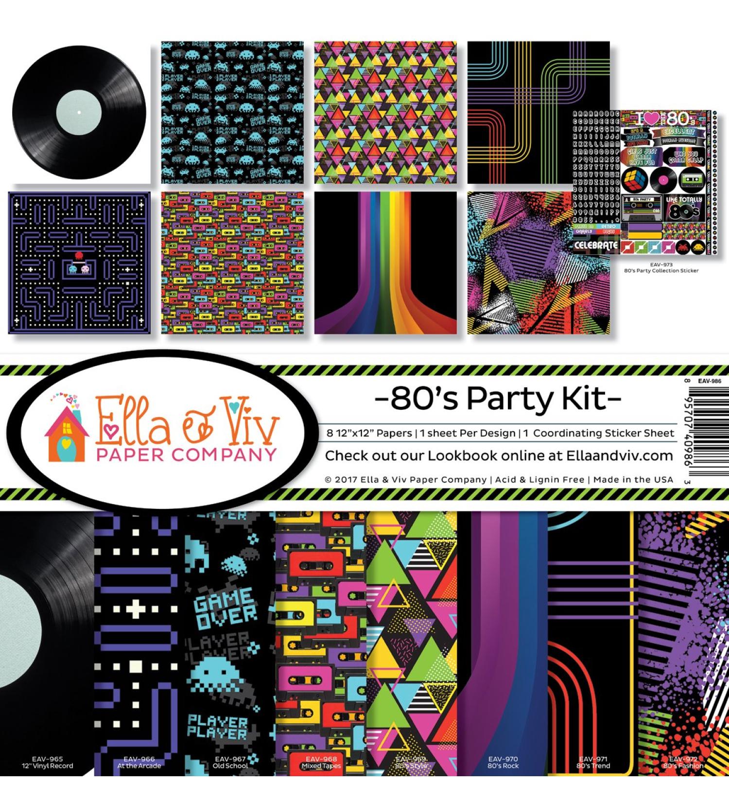 Ella & Viv by Reminisce EAV-986 80's Party Scrapbook Collection Kit