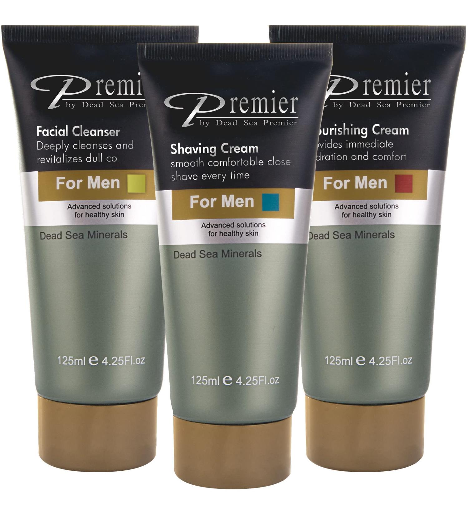 Premier Dead Sea Men's Skincare Gift Set 3-Pack: Nourishing Cream Shaving Cream Facial Cleanser for Men Sensitive Skin Anti-Wrinkle Daily Use - Buy Online on GoSupps.com