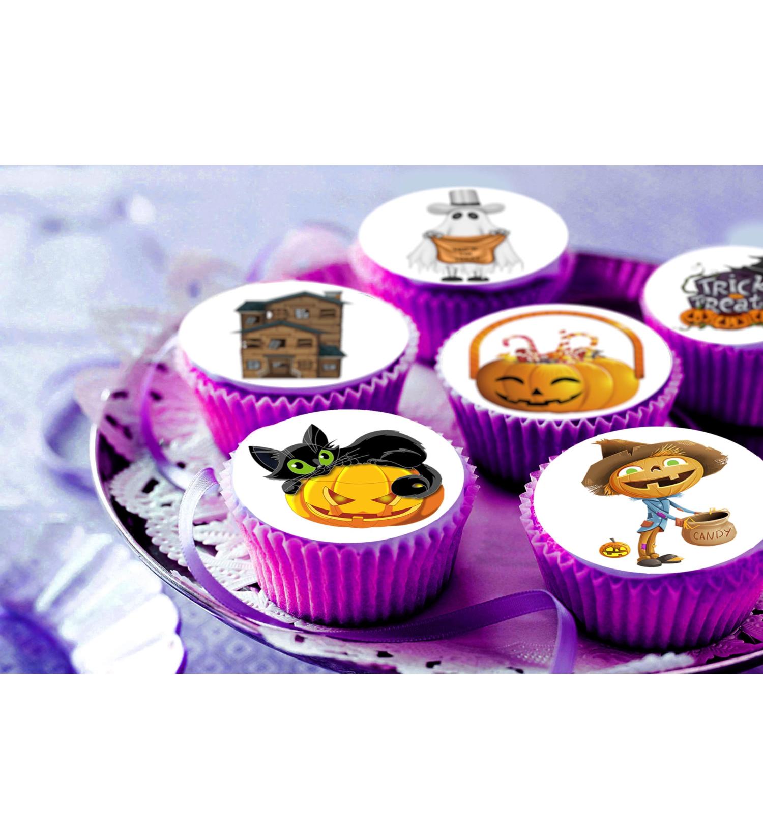 24 x Pre-Cut Halloween Mix 18 Edible Stand up Wafer/Rice Paper Cupcake Toppers Birthday Kids Children Trick Or Treat Party Cake Decorations - Buy Online on GoSupps.com