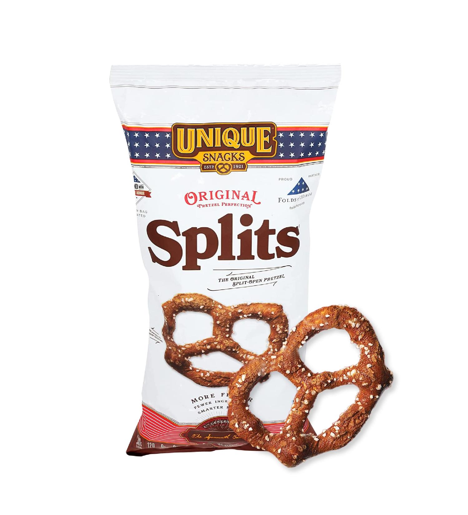Unique Pretzels Folds of Honor Splits - Homestyle Baked, OU Kosher, Non-GMO, 11oz Bag (3 pk), 33oz - No Artificial Flavors - Buy Online on GoSupps.com
