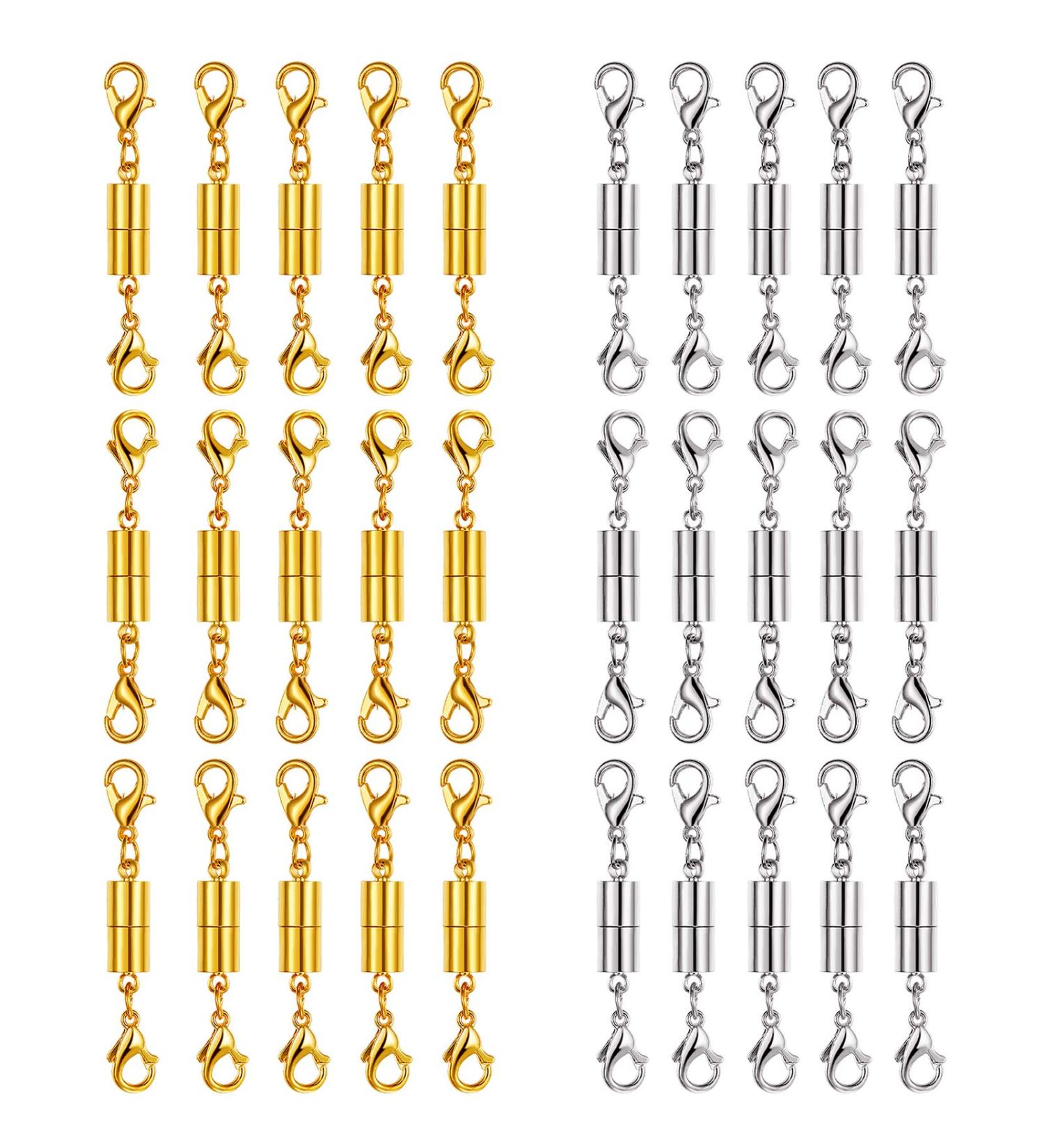 30 Piece Gold & Silver Magnetic Necklace Clasps - Jewelry Locking Closures for DIY Crafts - Buy Online on GoSupps.com