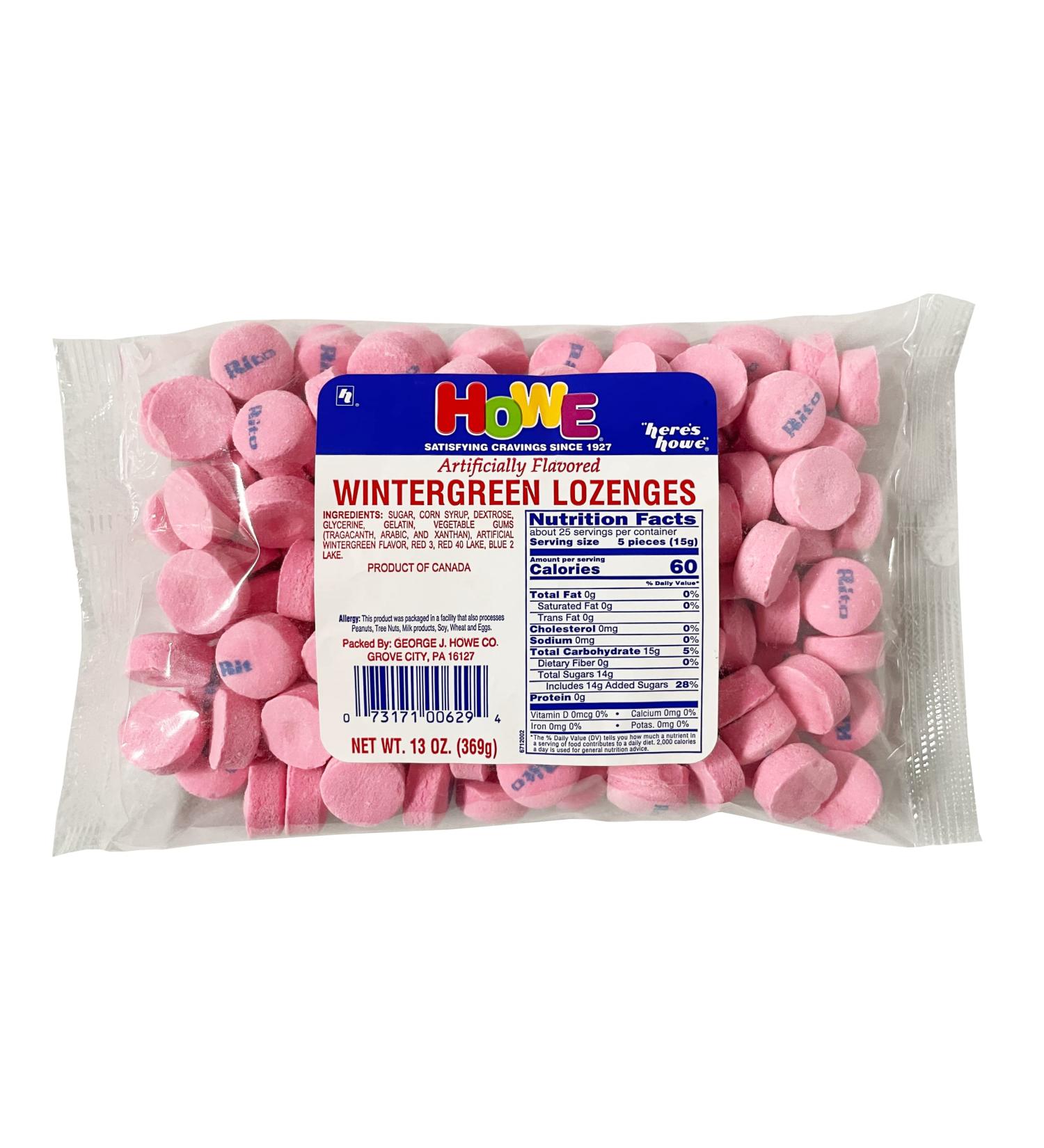 Howe Wintergreen Lozenges - Mint Candy - 13 oz Bag - Buy Online for International Shipping - Buy Online on GoSupps.com