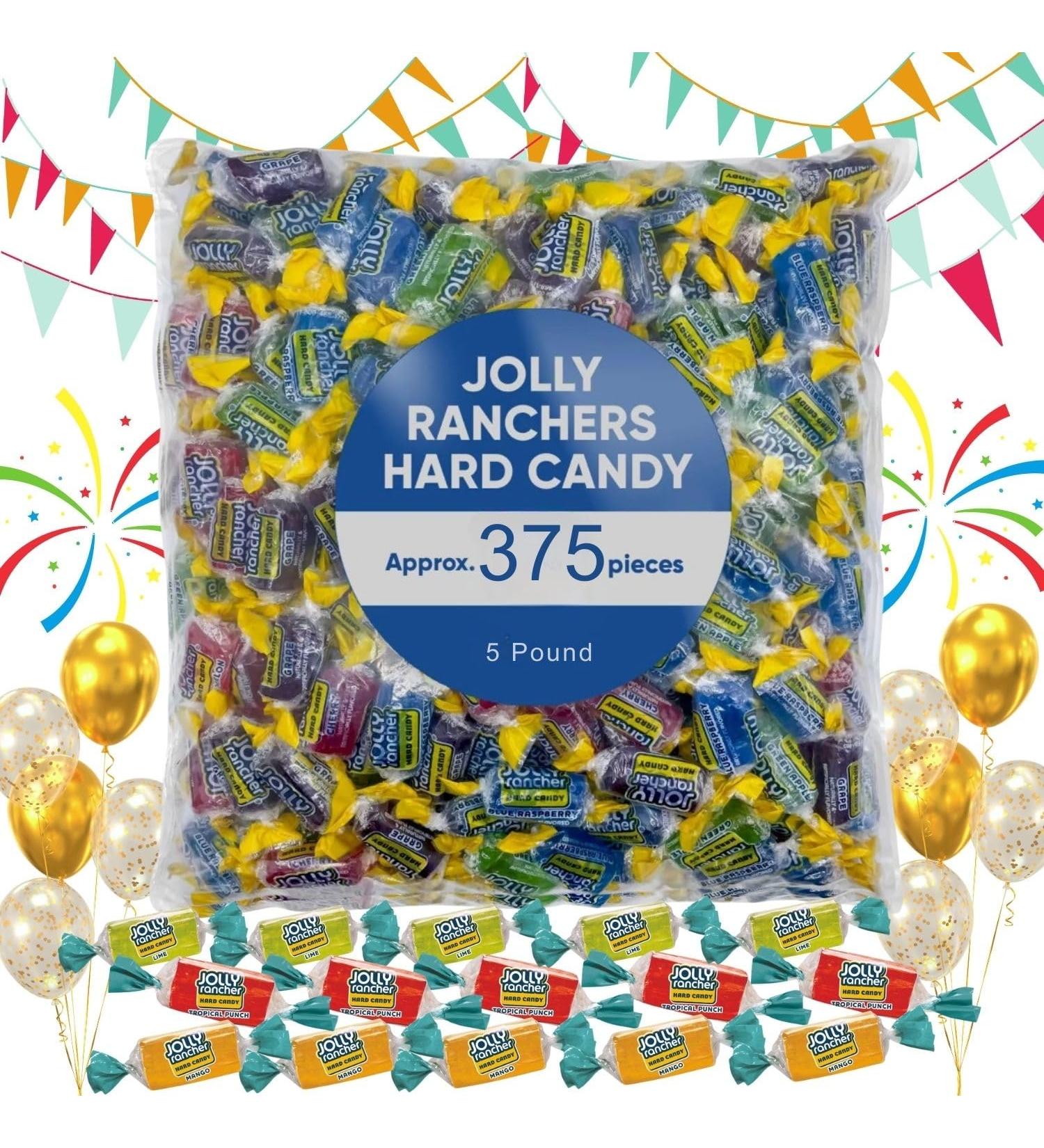 Jolly Ranchers Assorted Fruit Flavoured Hard Candy - 5 Pounds of Approx 375 Hard Candy Individually Wrapped for Christmas /Halloween / Goodie Bags/Birthday Parties / pinata stuffers /parade throws Valentines Day /Birthday Parties/ KIDS Day care
