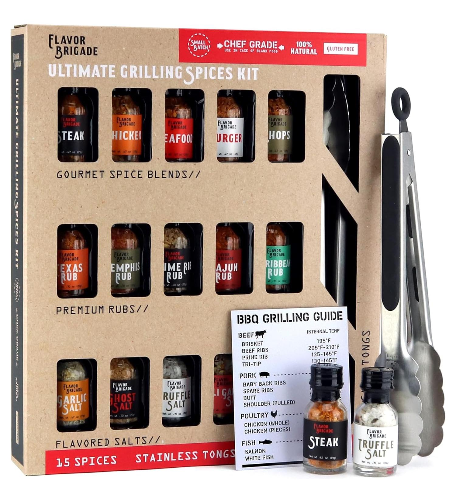 millhouse spice co - Ultimate Grilling Gift for Men - BBQ Accessories - Gourmet Spice Blends & Seasonings - Tongs, BBQ Magnet Meat Rubs - Unique Gift for Guys - Cooking Chefs - Ultimate 15 Spice Grilling Gift Set - Buy Online on GoSupps.com