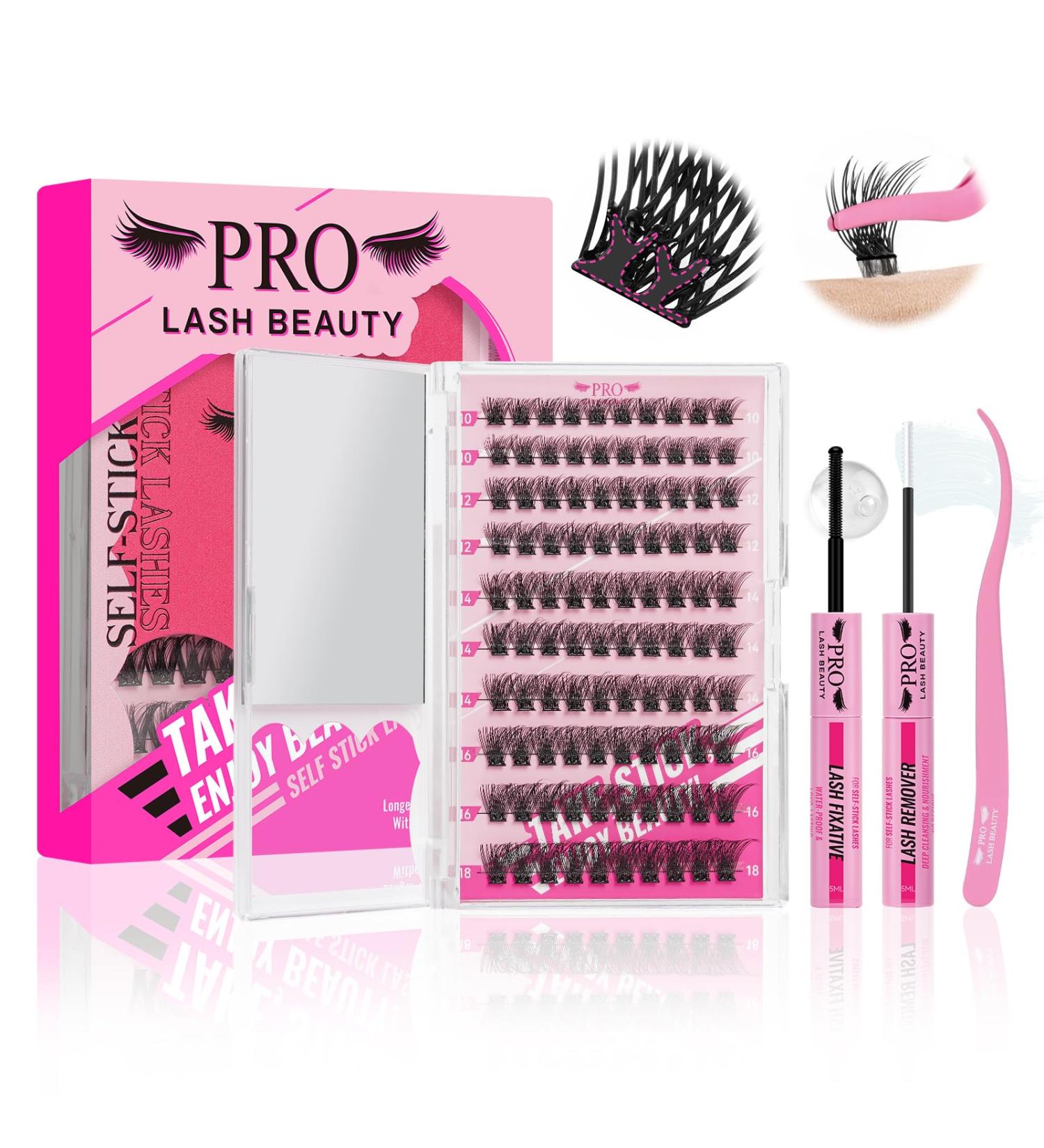 PRO Self Adhesive Eyelashes Kit - 120pcs Press On Lashes Lash Fixative & Remover Easy Home Application | Velvety D-10-18mix Eyelash Extension Set - Buy Online on GoSupps.com
