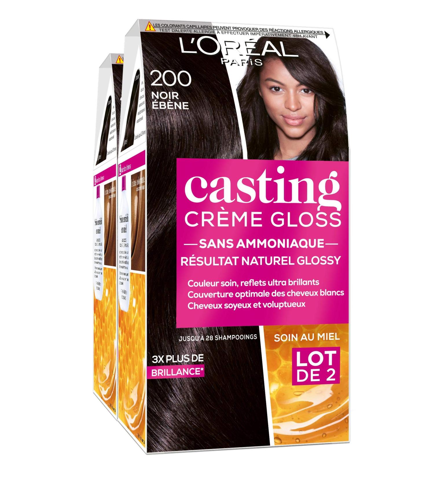 L'Or al Paris Casting Cr me Gloss Tone-on-Tone Hair Color - Ammonia Free - Ebony Black (200) - Pack of 2 - Buy Online on GoSupps.com