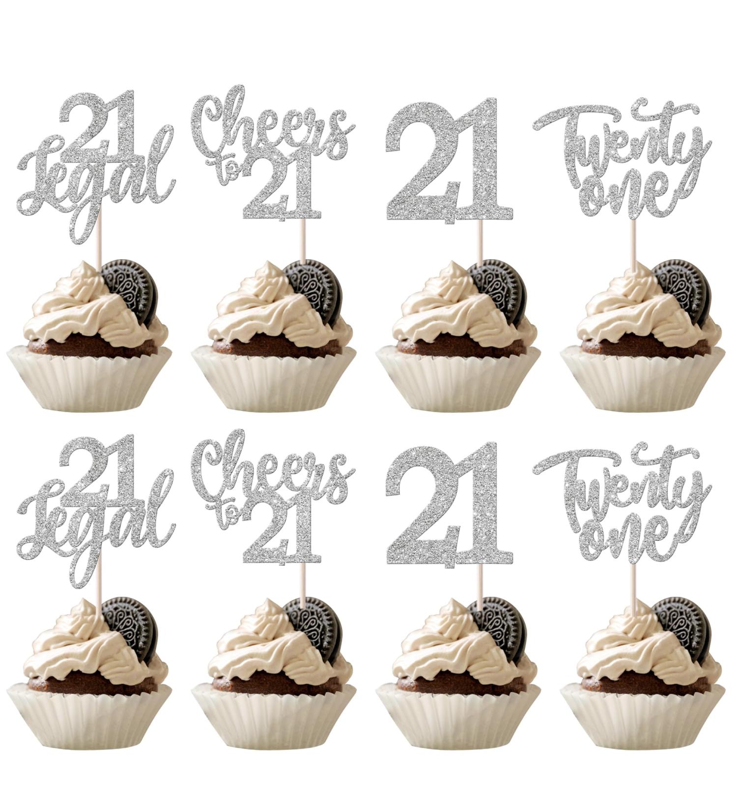 Rsstarxi 24 Pack 21st Birthday Cupcake Toppers Glitter Leg Al 21 Cupcake Toppers Twenty One Hello Cheers to 21 Cupcake Picks for Happy 21st Anniversary Birthday Party Cake Decorations Silver Silver 21st - Buy Online on GoSupps.com