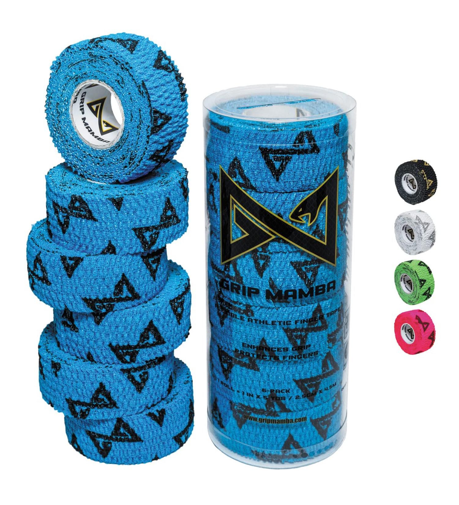 Grip Mamba Elastic Athletic Finger Tape 1 Wide - 3 Roll Pack Blue | Premium Adhesive for Hand & Thumb Protection, Enhanced Grip | Ideal for Sports, Golf, Tennis, BJJ, Basketball, Climbing - Buy Online on GoSupps.com
