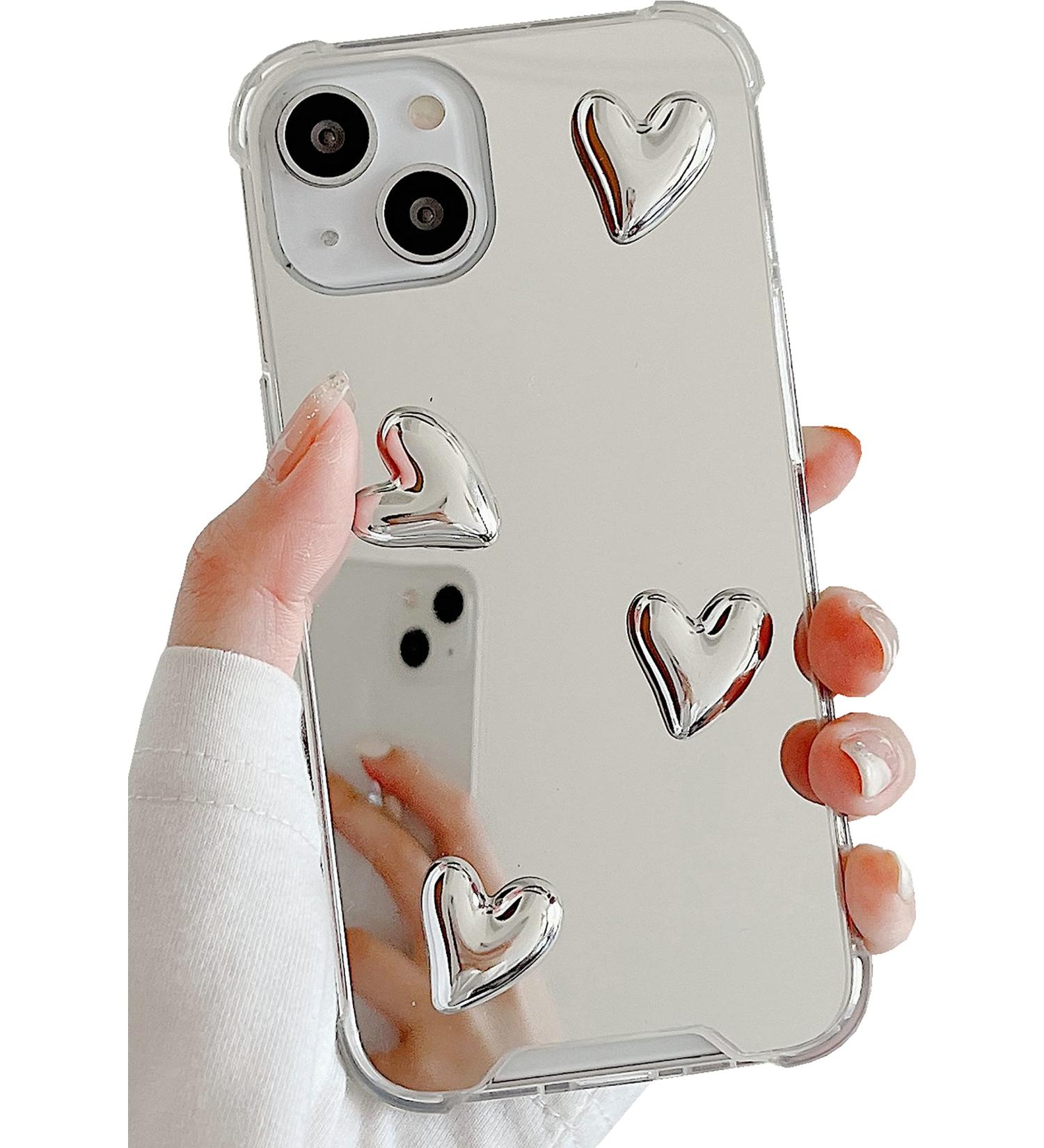 Shinymore iPhone 14 Mirror Case - Cute Heart Soft Silicone Cover Shockproof & Protective for Women & Girls - Buy Online on GoSupps.com