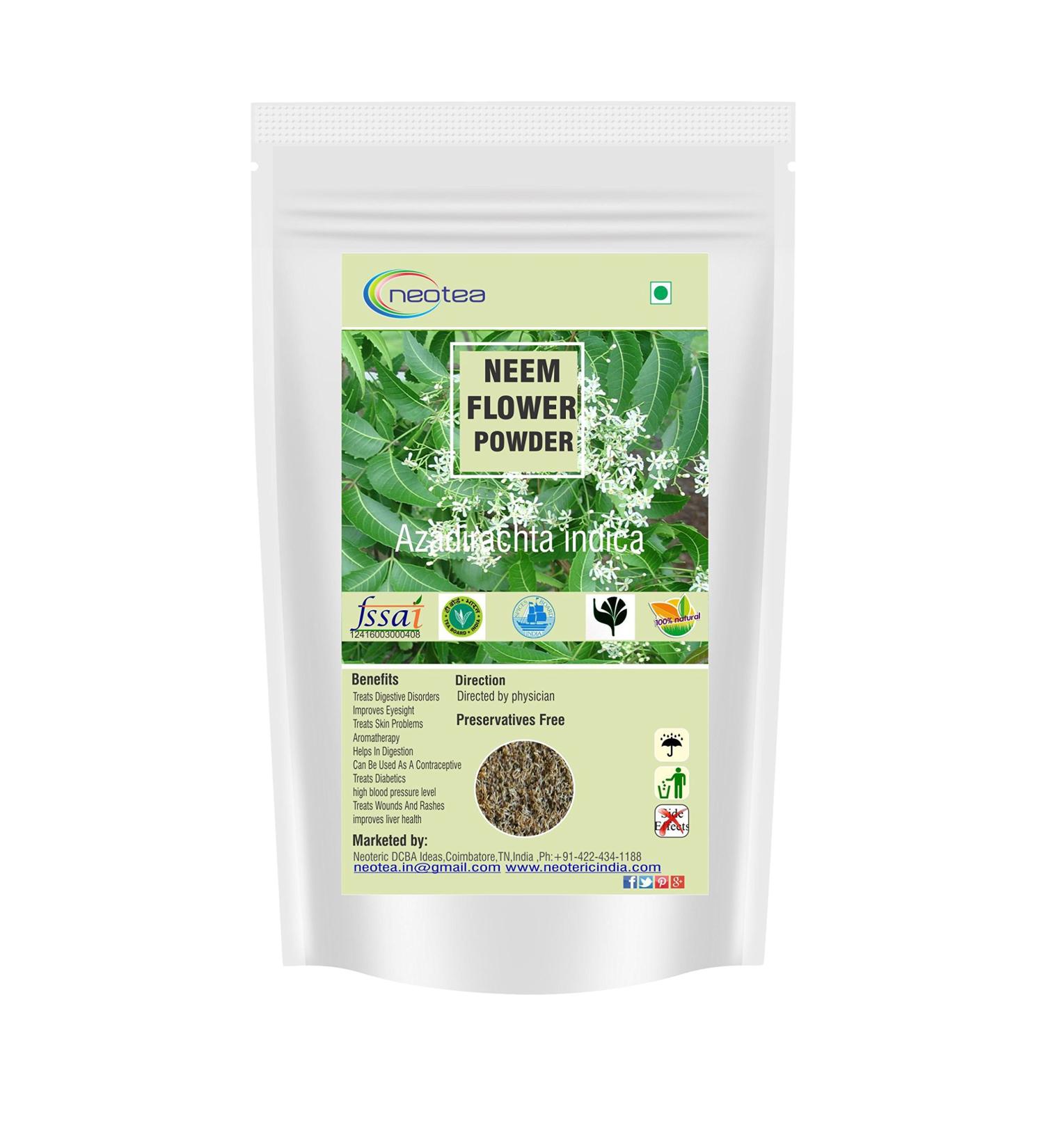 neotea Azadirachta Indica Neem Flower Powder Veppam Poo 200 GM | Neem Flower(Veppam) Powder | Pure & Herbal (Neem) Pushpam Poo | Premium & Organic Indian Lilac Flower Poo - Buy Online on GoSupps.com