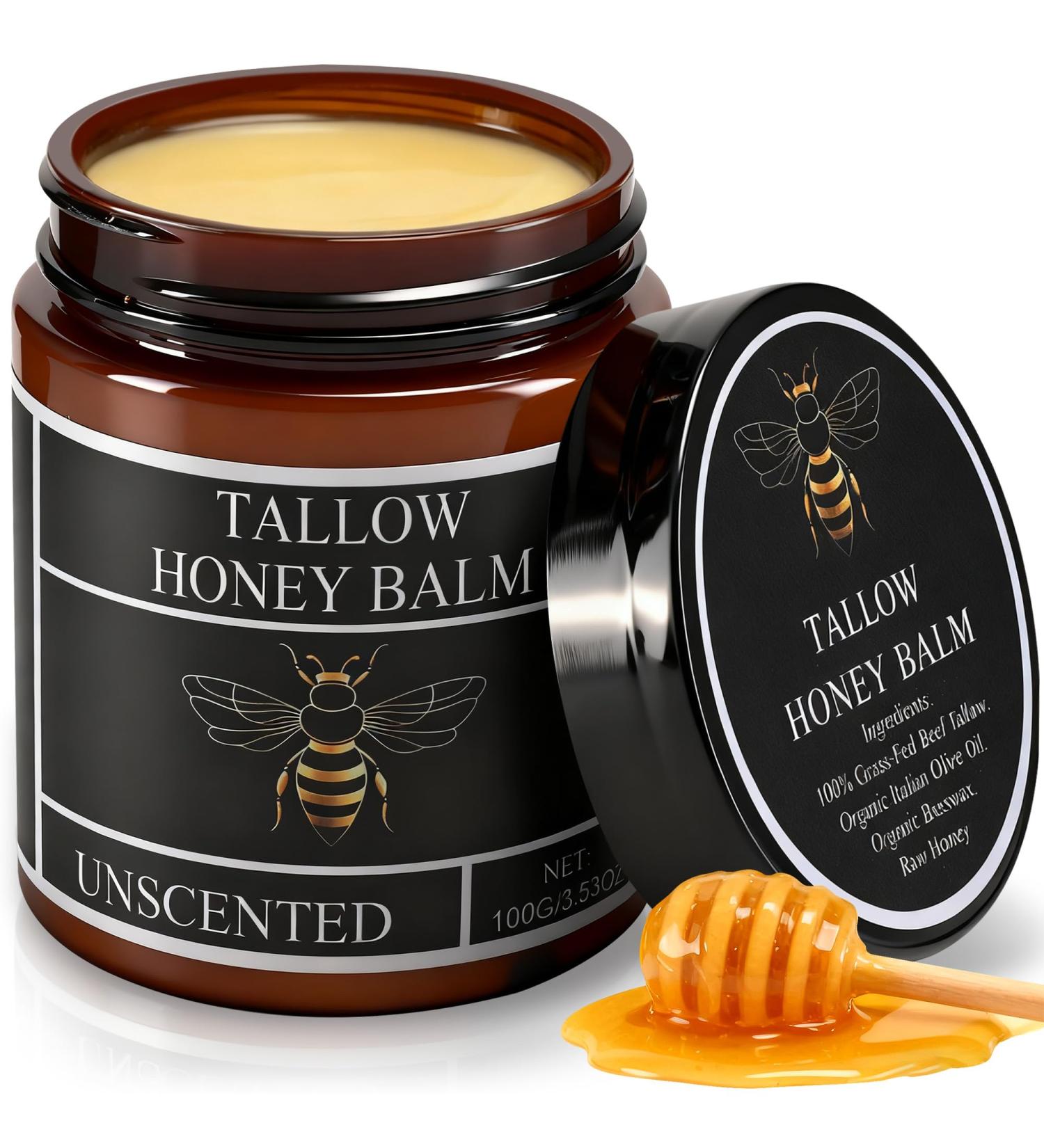 Trihood Beef Tallow Honey Balm Organic Grass-Fed Beef Tallow Balm with Honey Unscented(3.53OZ) - Buy Online on GoSupps.com